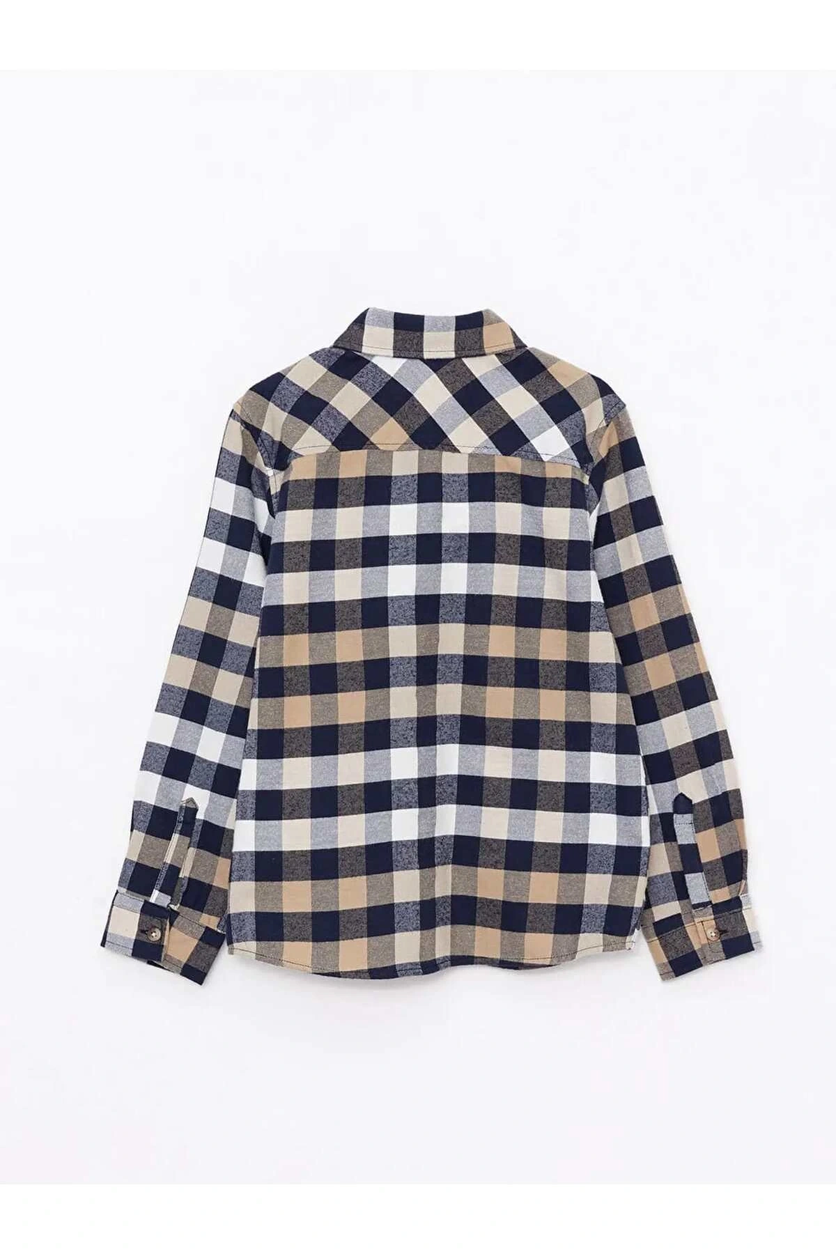 LCW Kids Bej Ekose Uzun Kollu Gabardin Erkek Çocuk Gömlek