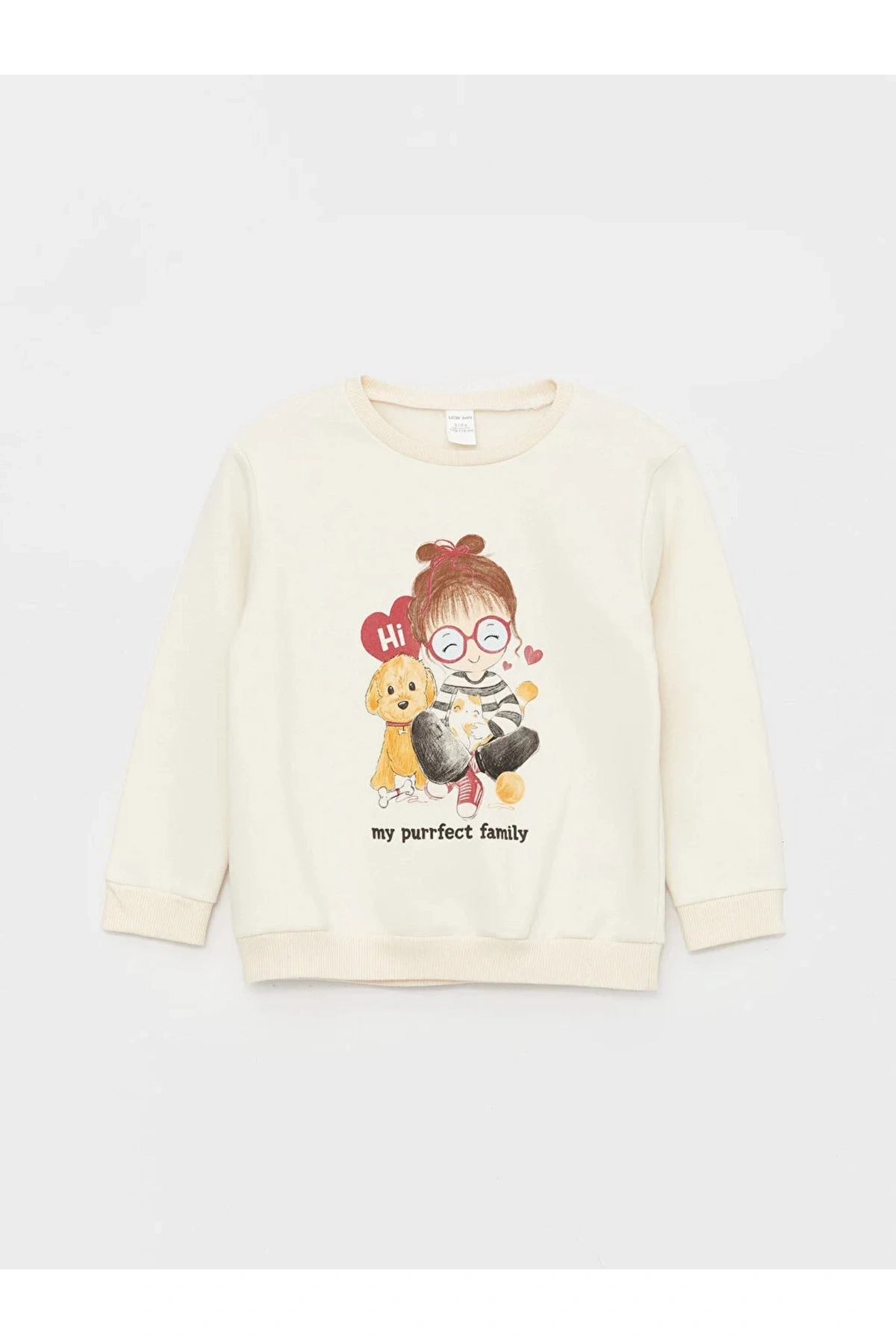 LCW baby Bisiklet Yaka Baskılı Kız Bebek Sweatshirt ve Pantolon