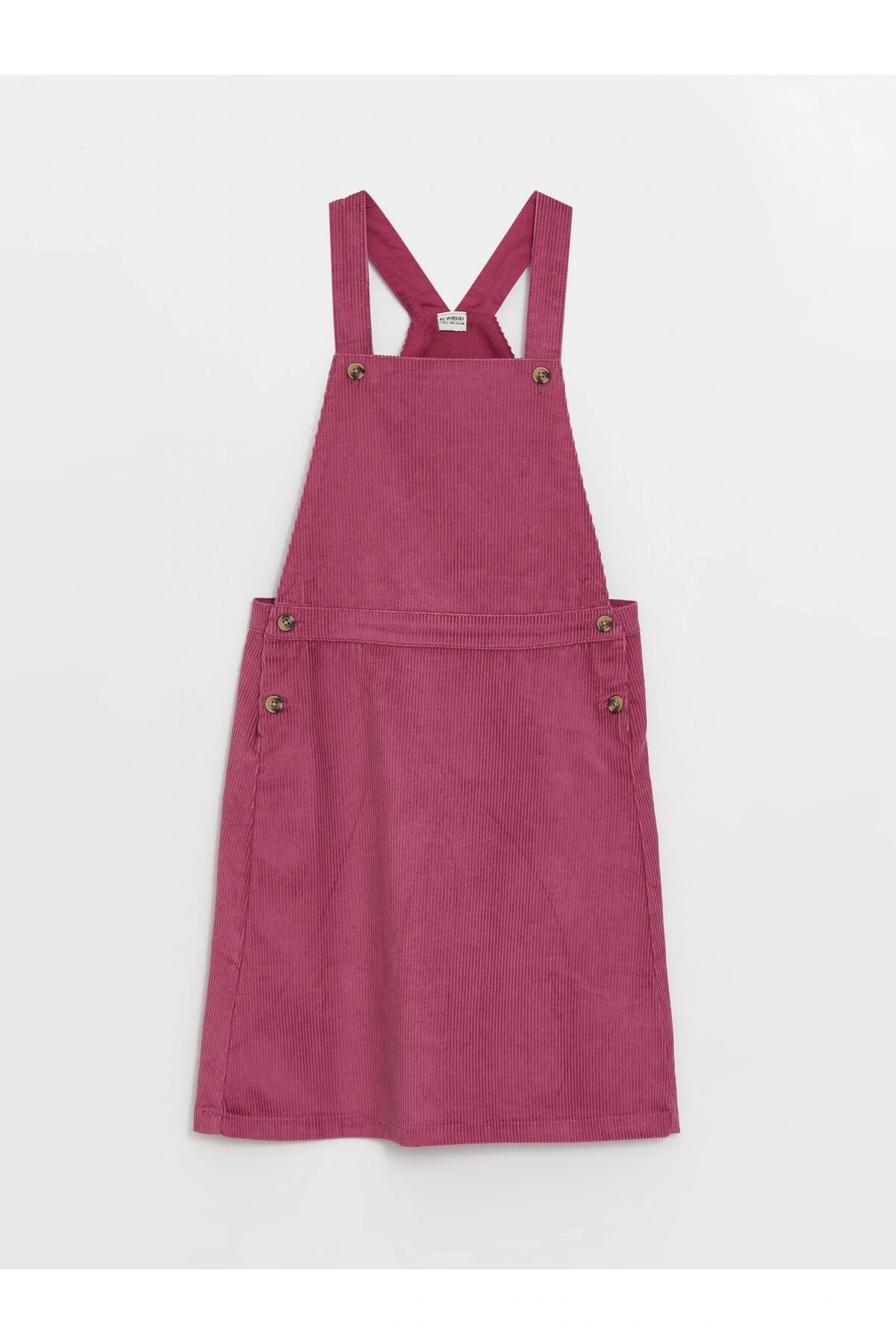 Kare Yaka Basic Kadife Kız Çocuk Salopet Elbise