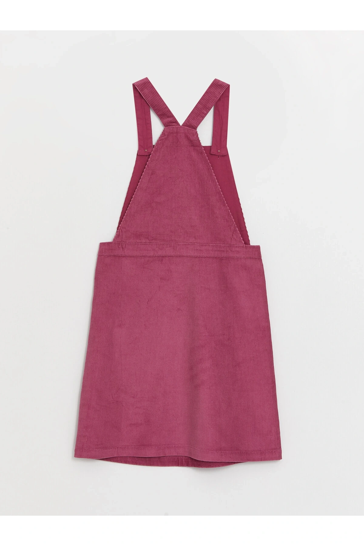 Kare Yaka Basic Kadife Kız Çocuk Salopet Elbise