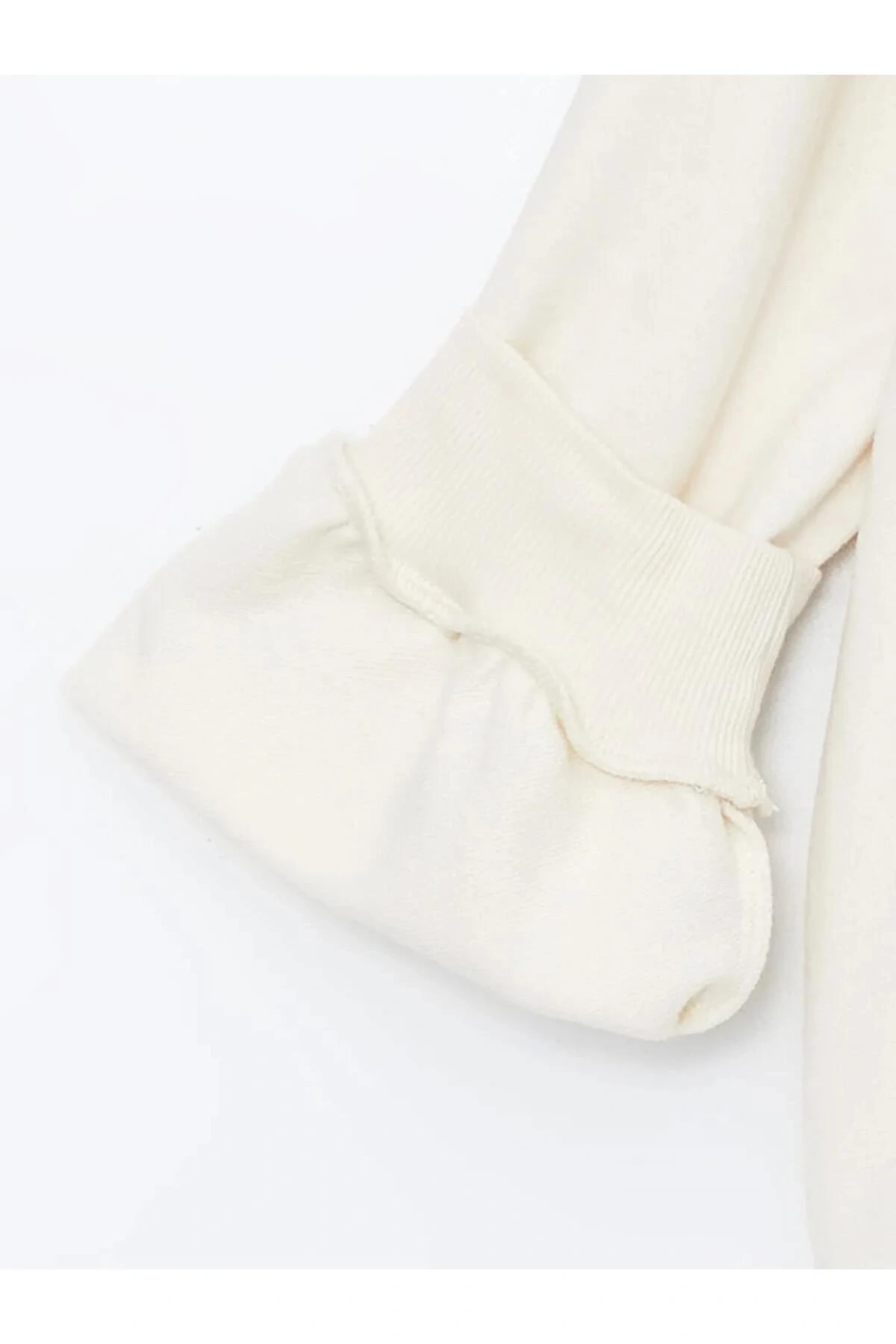 LCW Kids Ekru Bisiklet Yaka Baskılı Uzun Kollu Kız Çocuk Sweatshirt ve Tayt