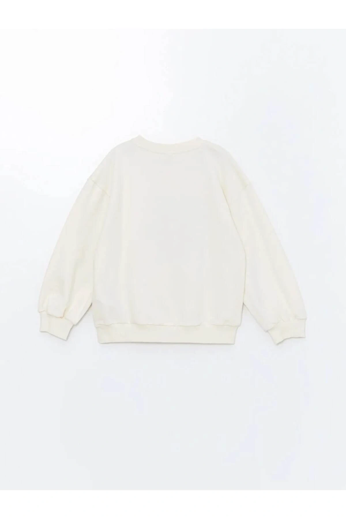 LCW Kids Ekru Bisiklet Yaka Baskılı Uzun Kollu Kız Çocuk Sweatshirt ve Tayt