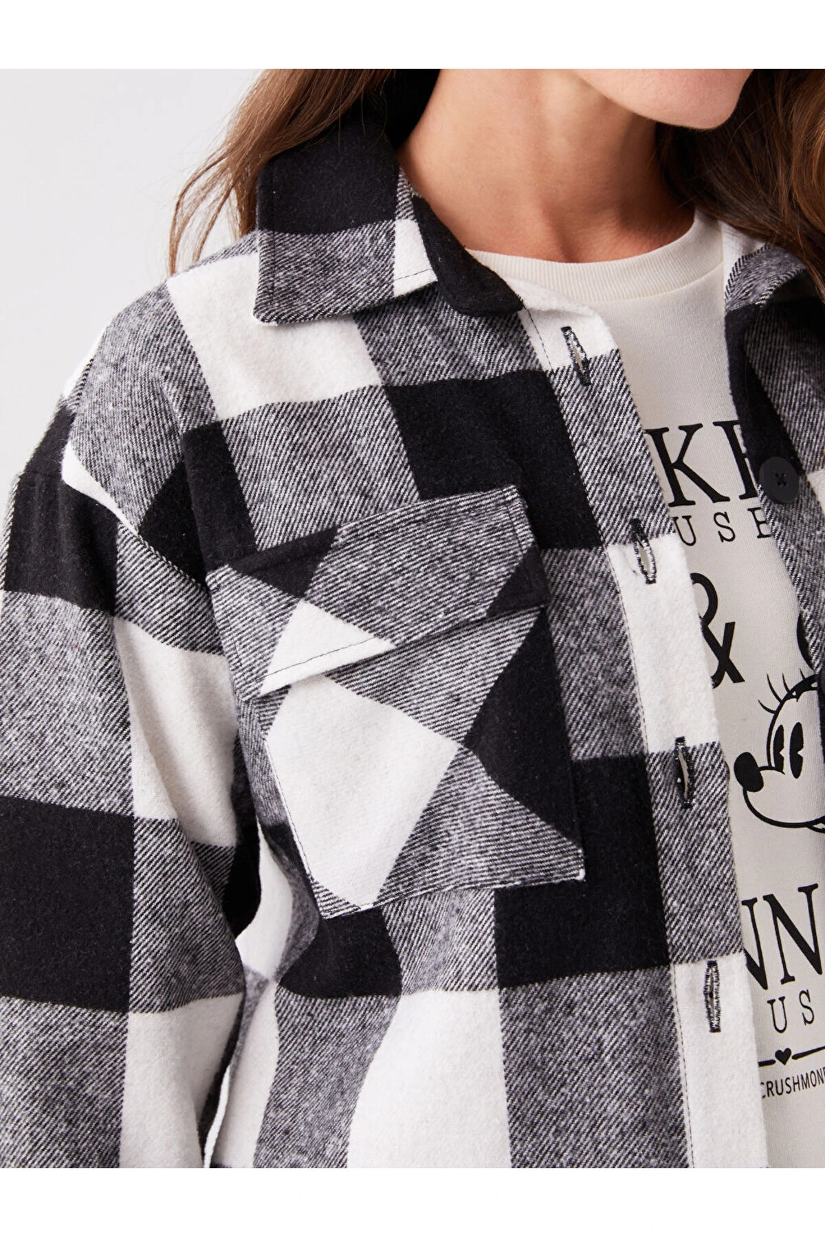 Siyah Ekose Uzun Kollu Hamile Oduncu Gömlek Ceket