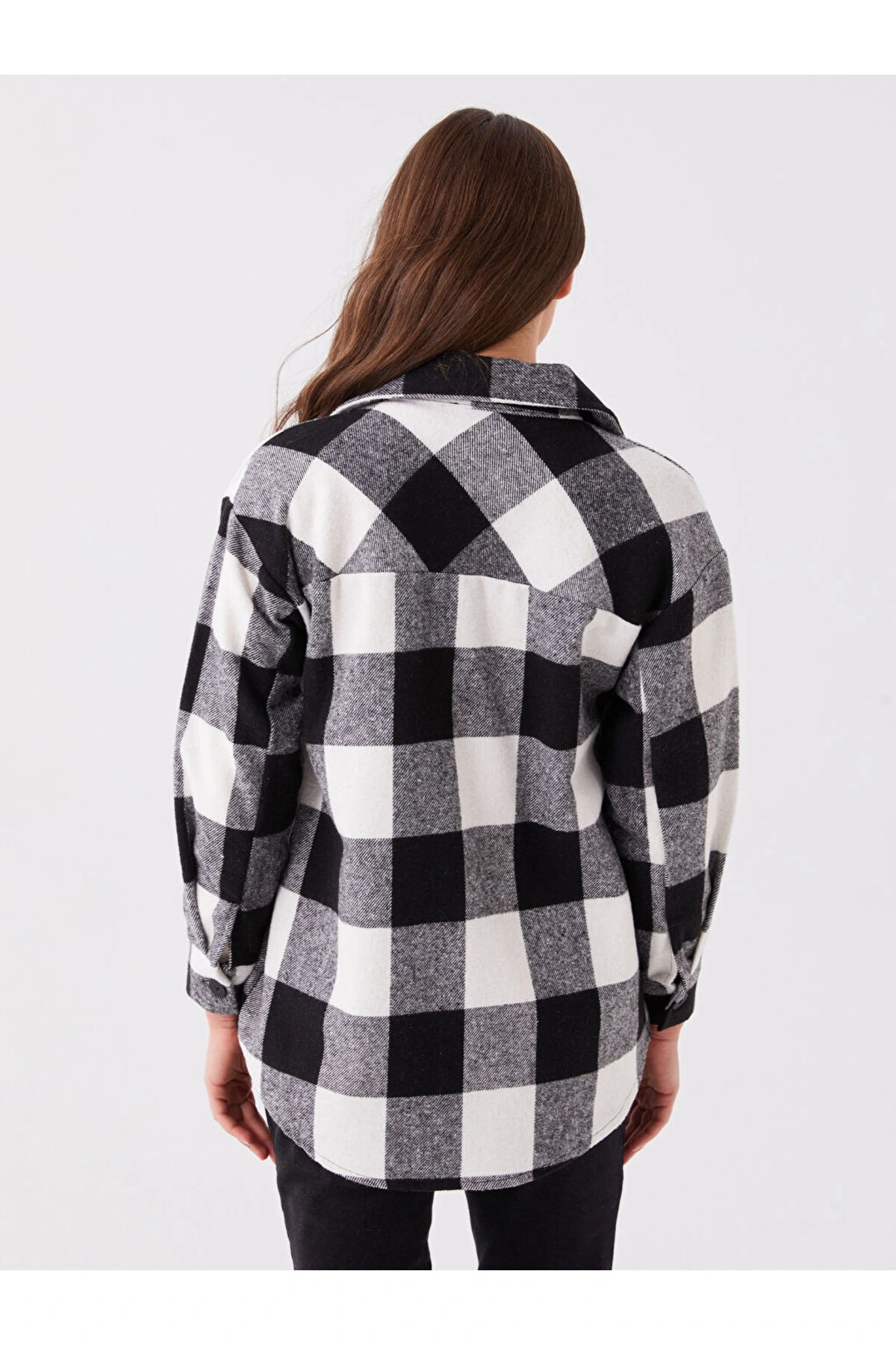 Siyah Ekose Uzun Kollu Hamile Oduncu Gömlek Ceket