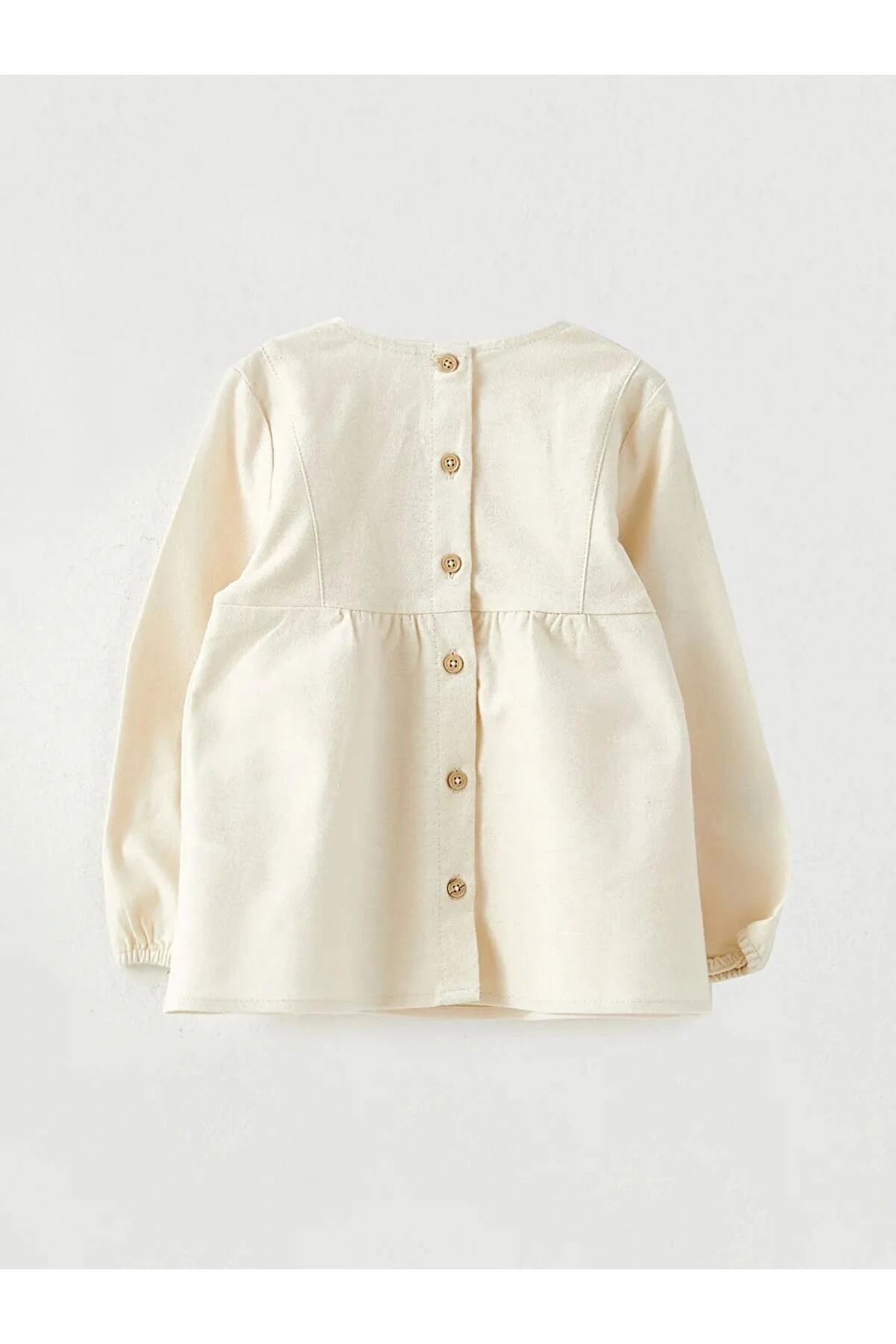 LCW baby Bej Bisiklet Yaka Uzun Kollu Kız Bebek Bluz