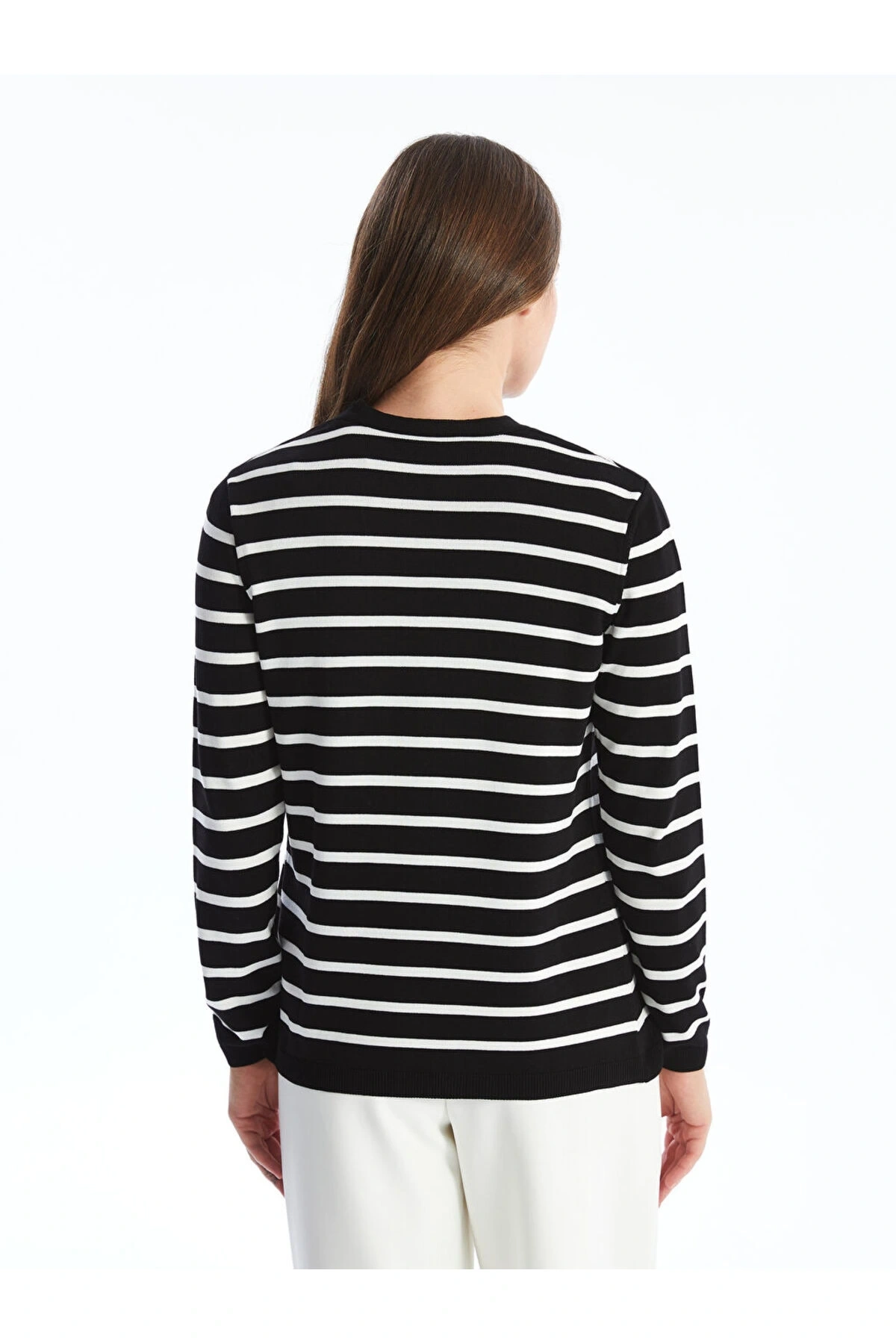 V Yaka Çizgili Uzun Kollu Hamile Triko Hırka ve Süveter Takım