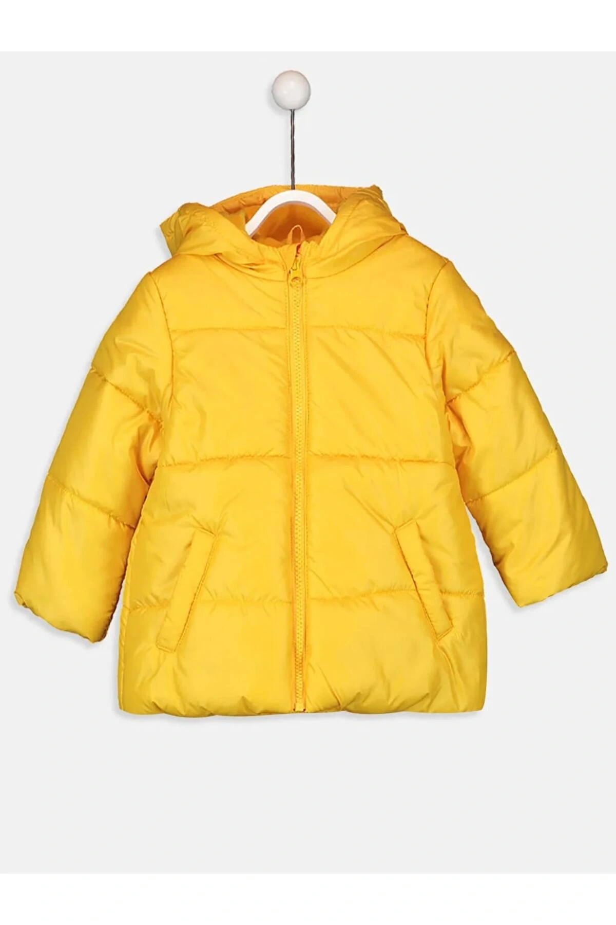 baby Sarı Kız Bebek Kapüşonlu Fermuarlı Mont