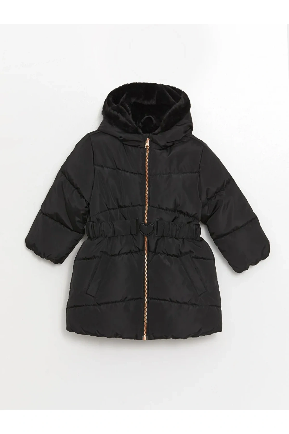 LCW Kids Yeni Siyah Kapüşonlu Kız Bebek Şişme Mont