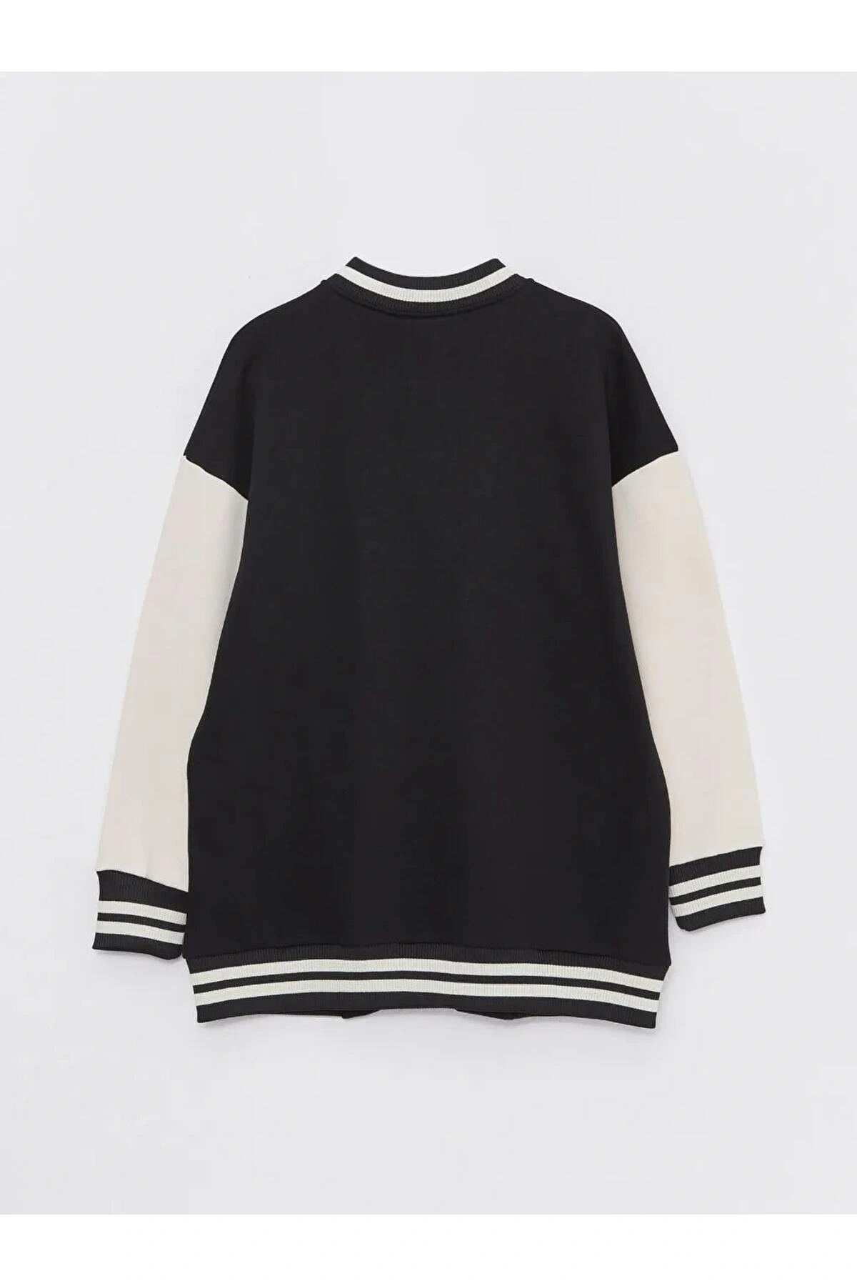 LCW Modest Siyah Bomber Yaka Nakışlı Kadın Kolej Ceket