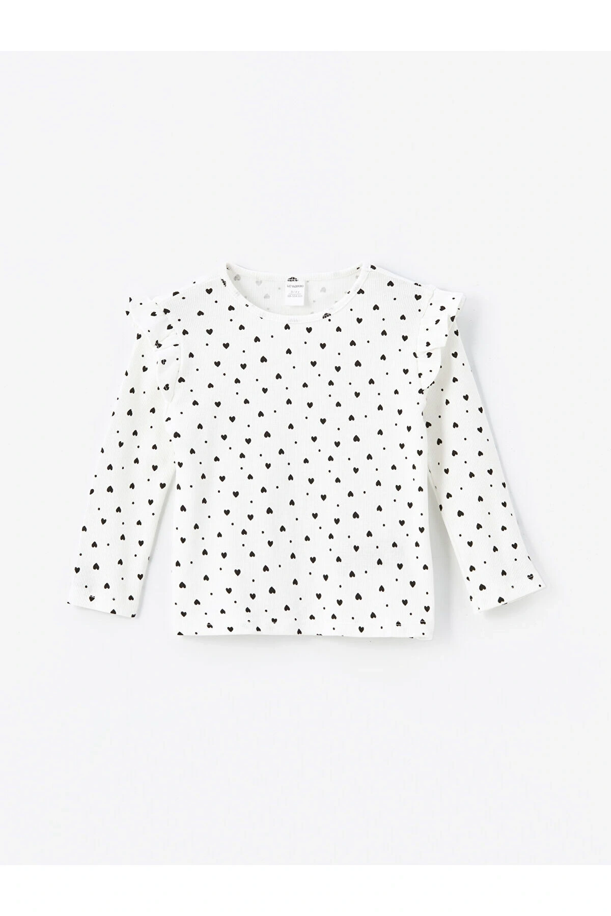 LCW Bisiklet Yaka Uzun Kollu Baskılı Kız Bebek Tişört