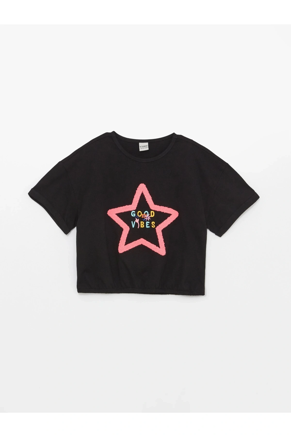 Bisiklet Yaka Baskılı Kısa Kollu Kız Çocuk Tişört Ve Tayt 3lü Takım