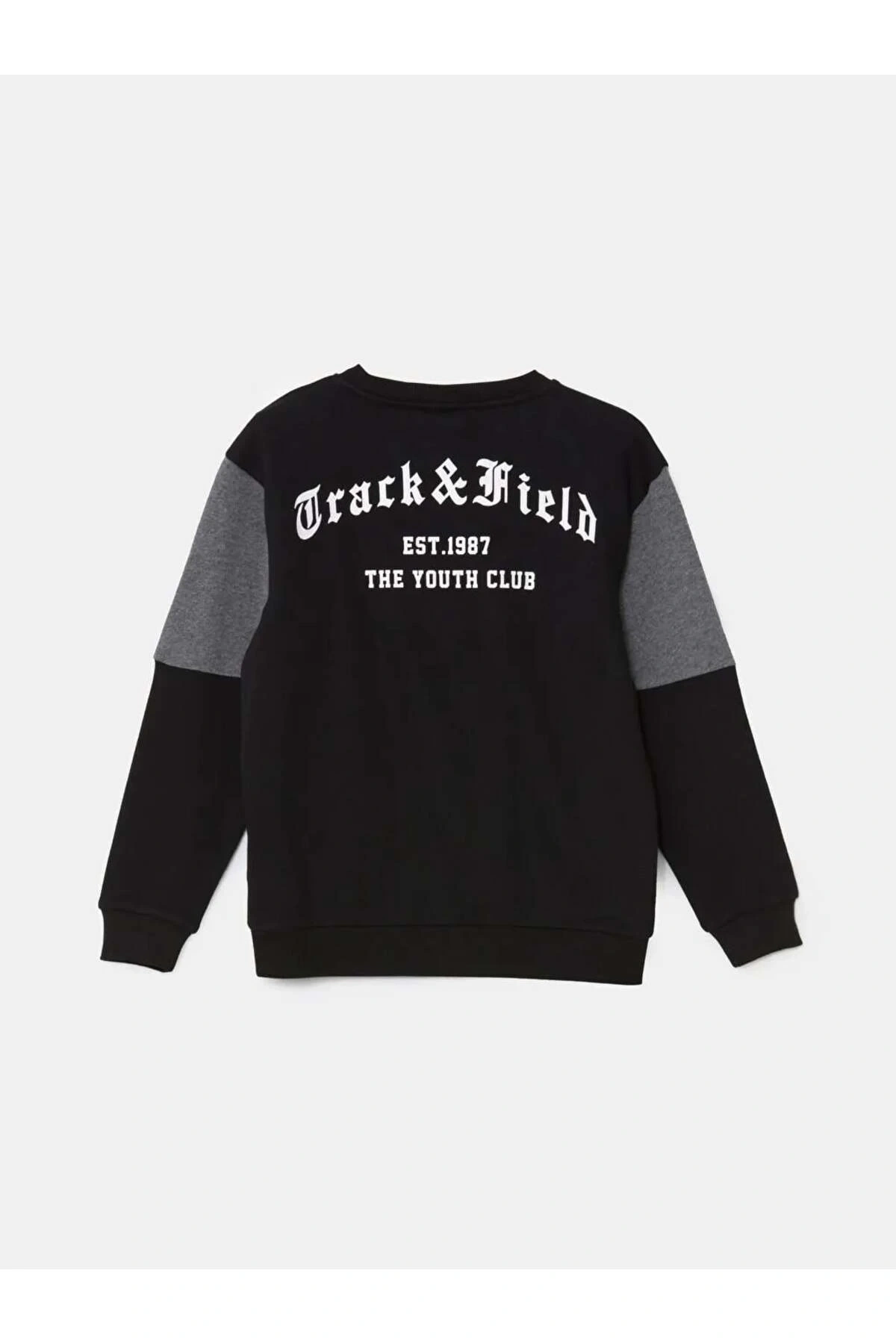 LCW Kids Siyah Bisiklet Yaka Erkek Çocuk Kalın Sweatshirt