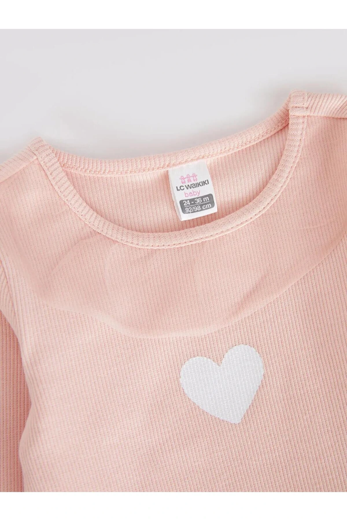 LCW baby Pembe Bisiklet Yaka Uzun Kollu Kız Bebek Çıtçıtlı Body