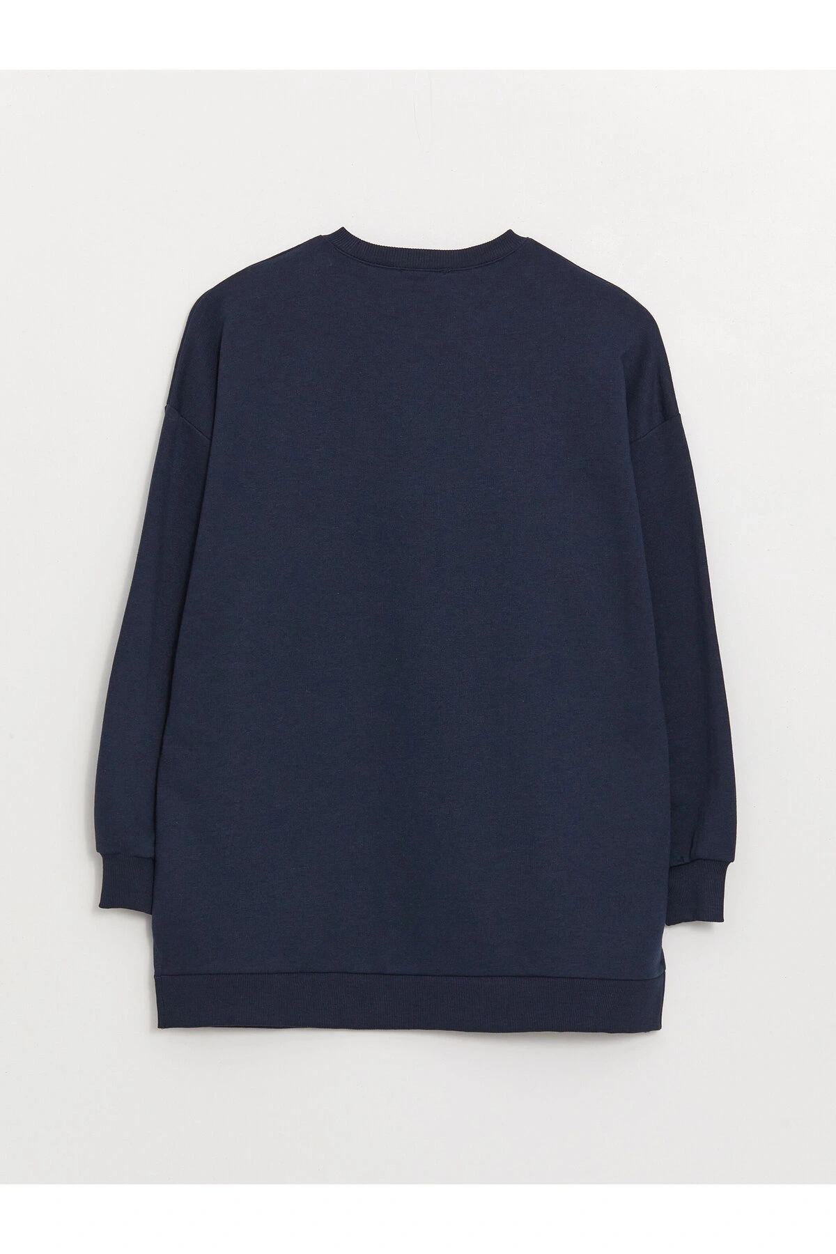 Bisiklet Yaka Taş Baskılı Uzun Kollu Oversize Kadın Sweatshirt Tunik