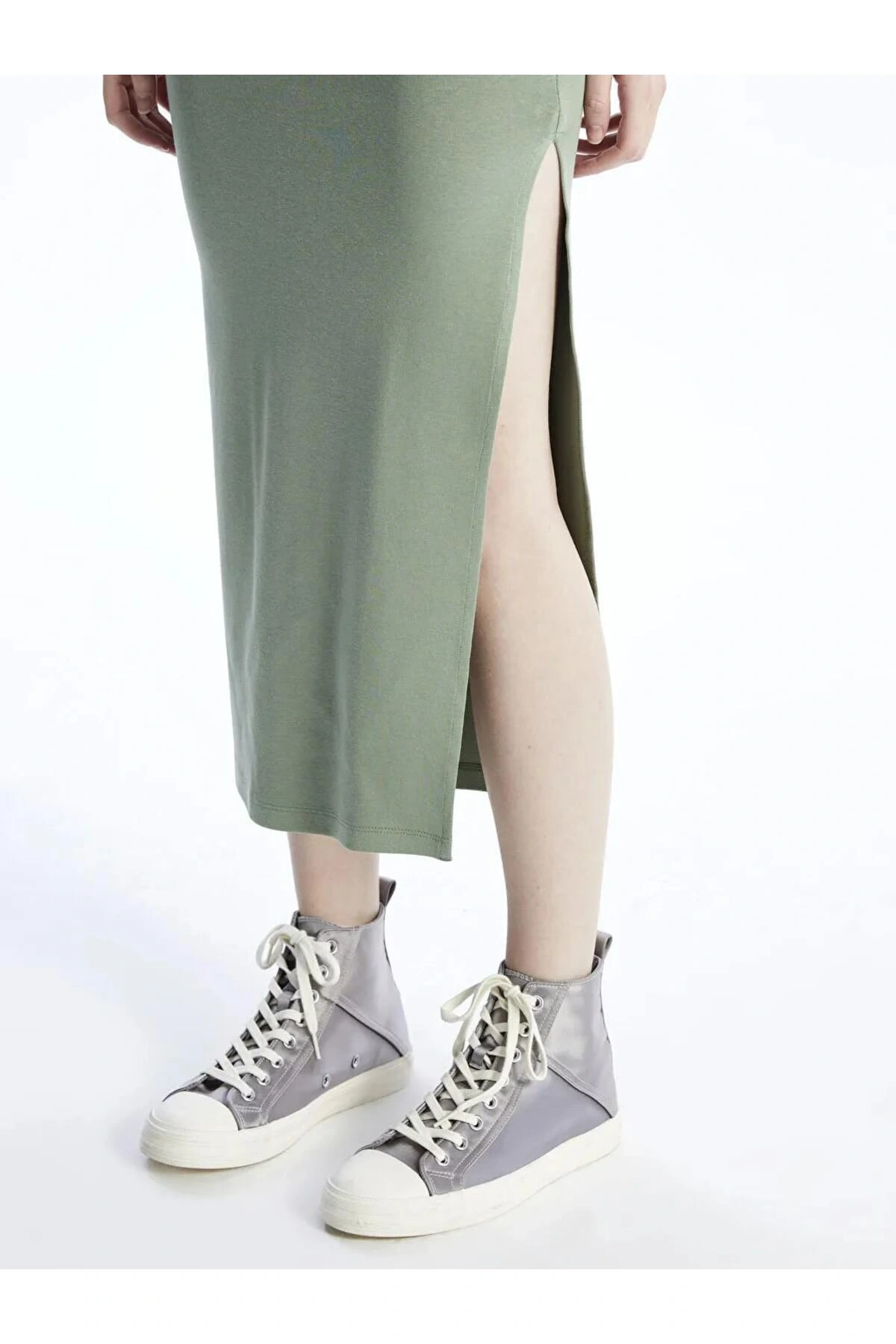 XSIDE Yeşil Kadın Ekstra Dar Fit Düz Etek