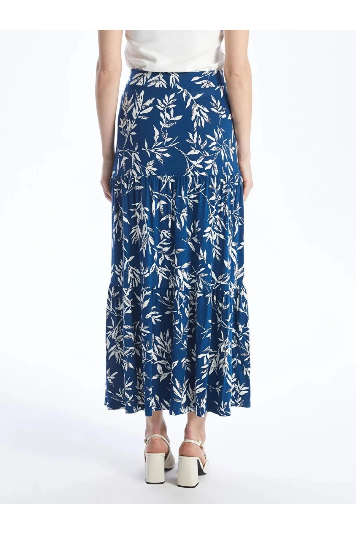 LCW Grace Mavi Beli Lastikli Desenli A Kesim Kadın Etek