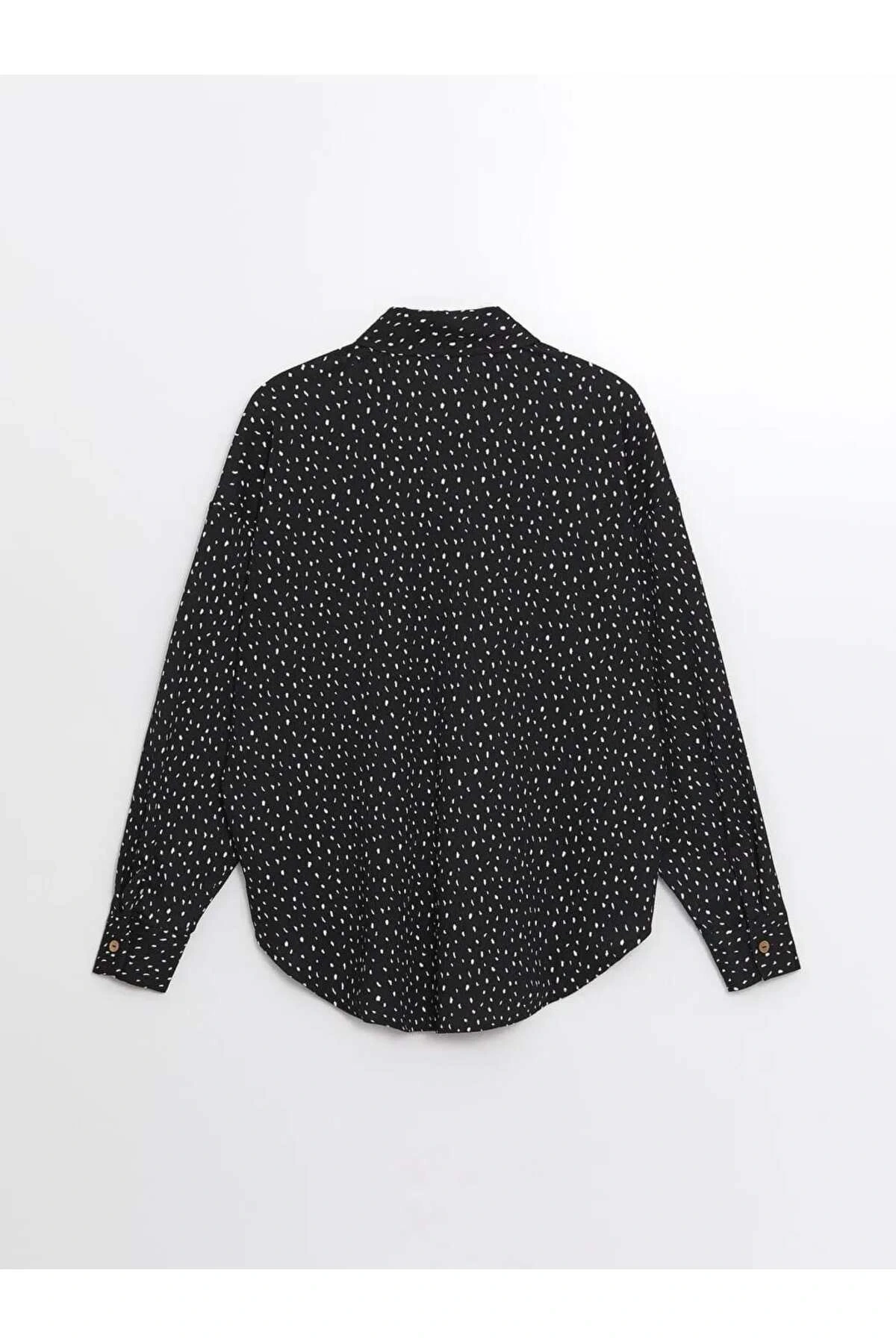 LCW Vision Siyah Desenli Uzun Kollu Oversize Kadın Gömlek