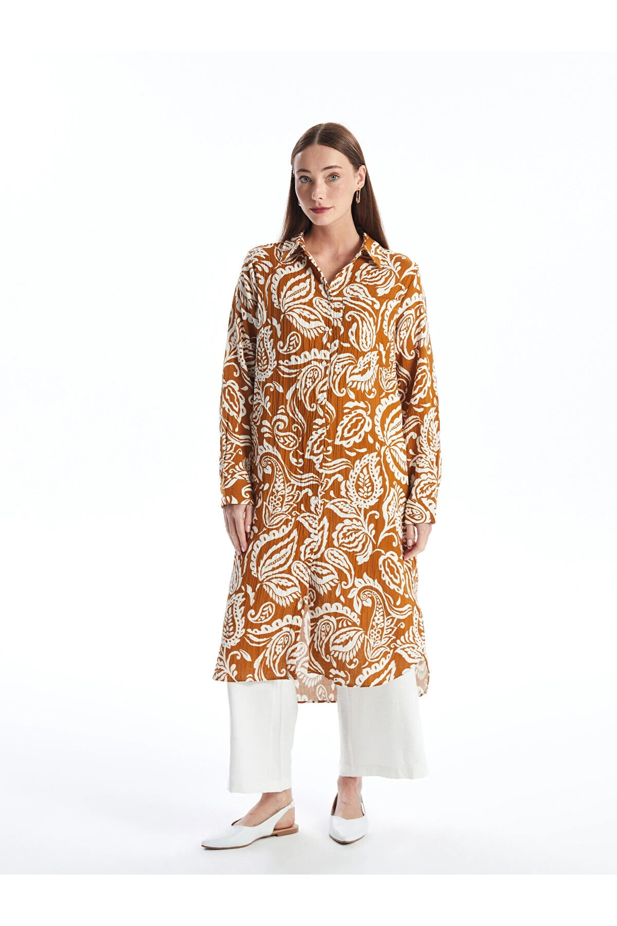 LCW Desenli Uzun Kollu Kadın Gömlek Tunik