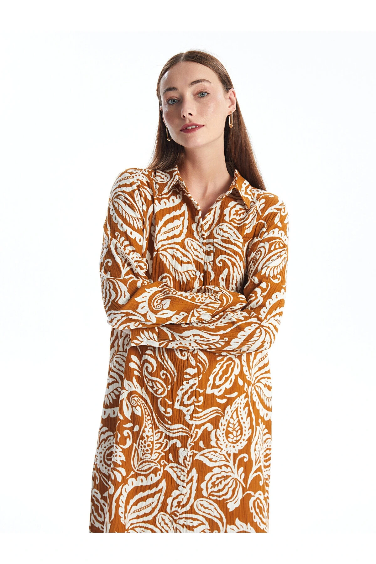 LCW Desenli Uzun Kollu Kadın Gömlek Tunik