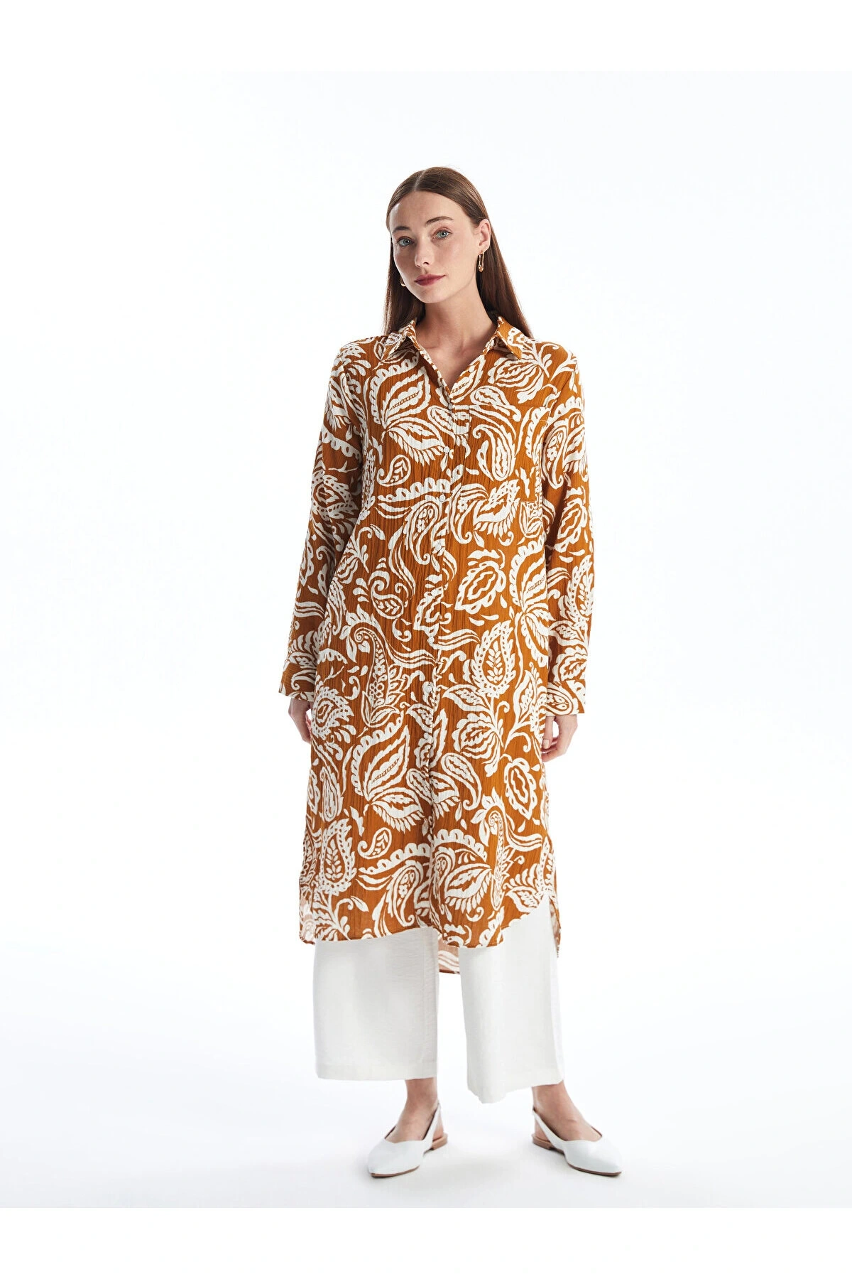 LCW Desenli Uzun Kollu Kadın Gömlek Tunik