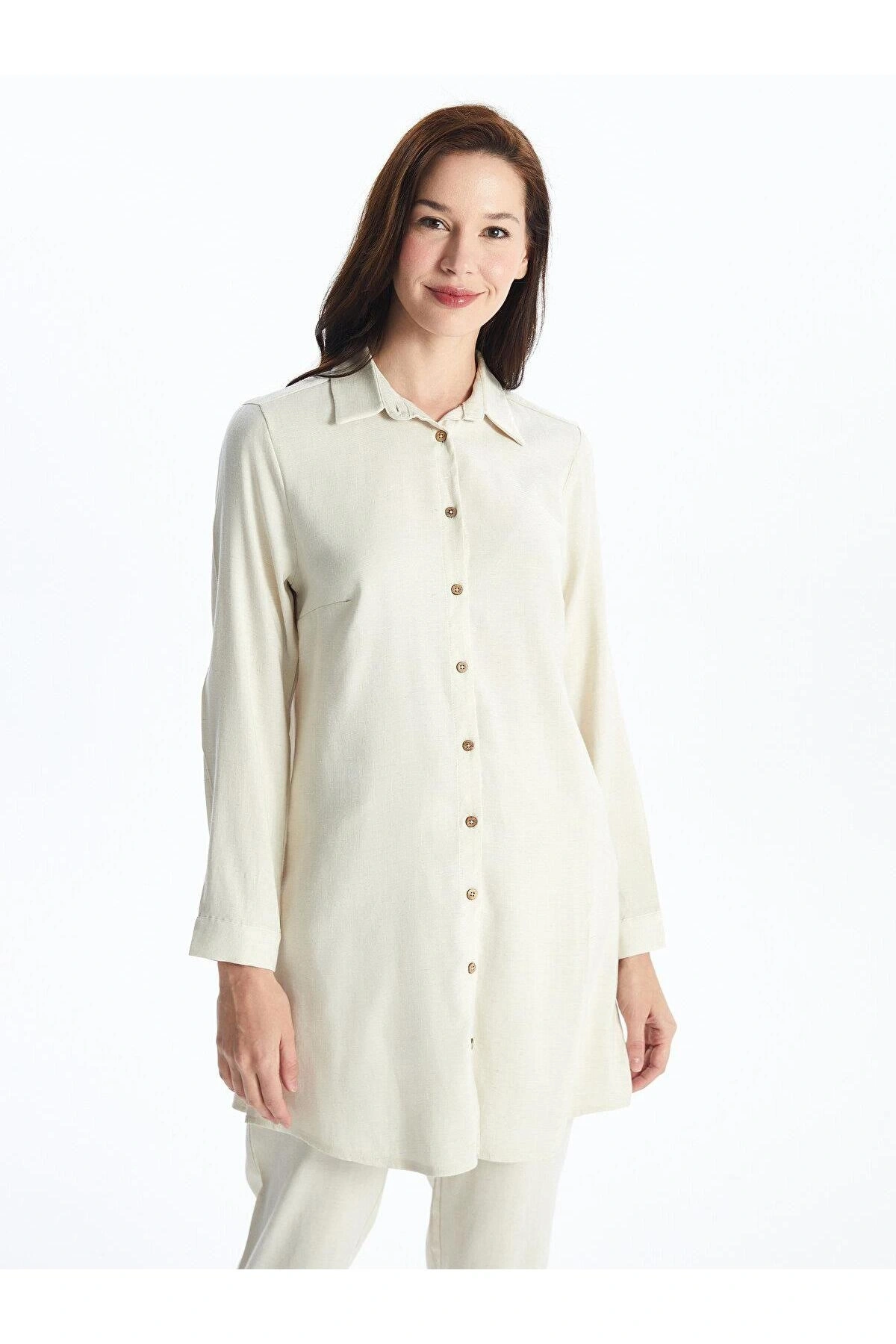 LCW Grace Düz Keten Karışımlı Kadın Gömlek Tunik