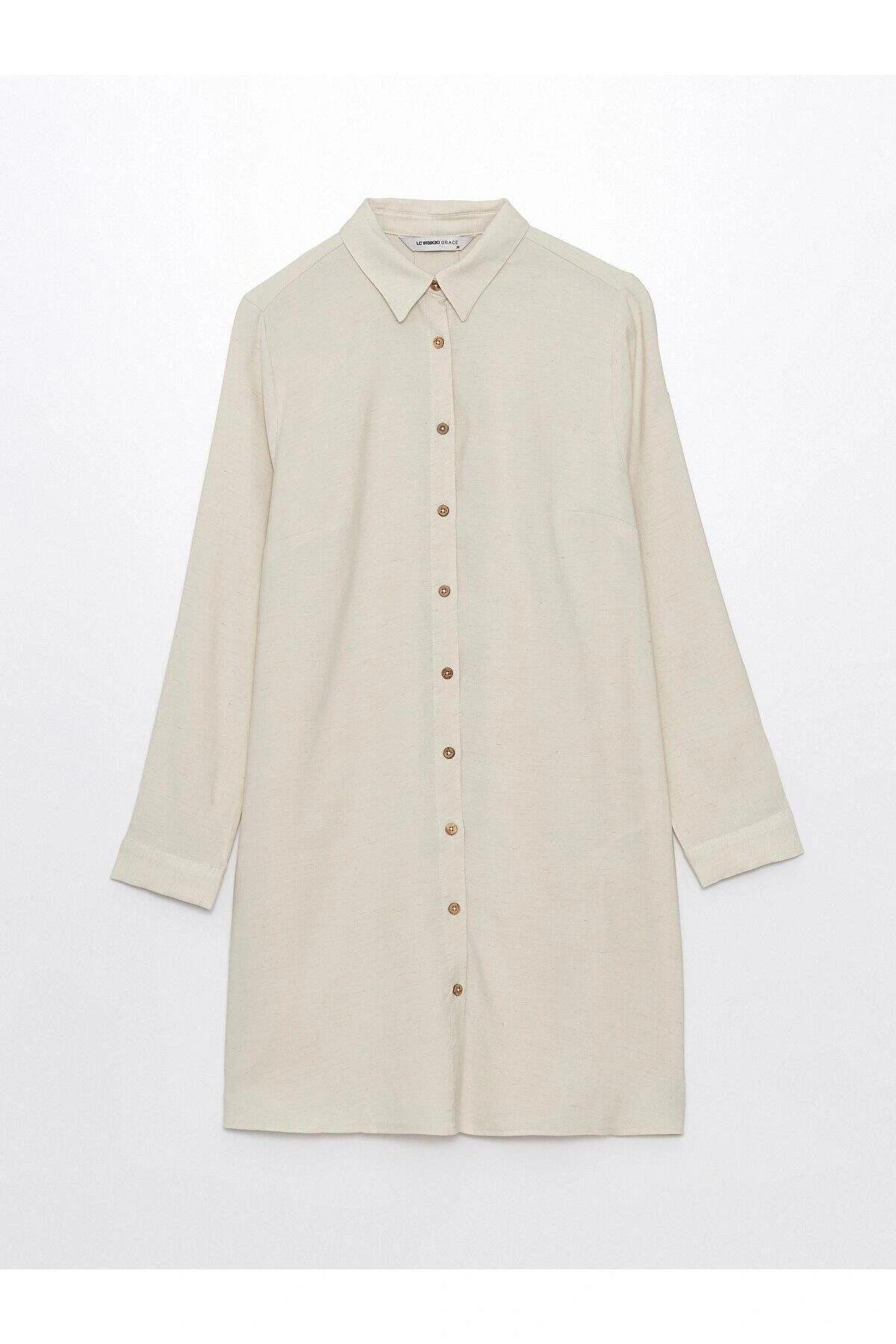 LCW Grace Düz Keten Karışımlı Kadın Gömlek Tunik