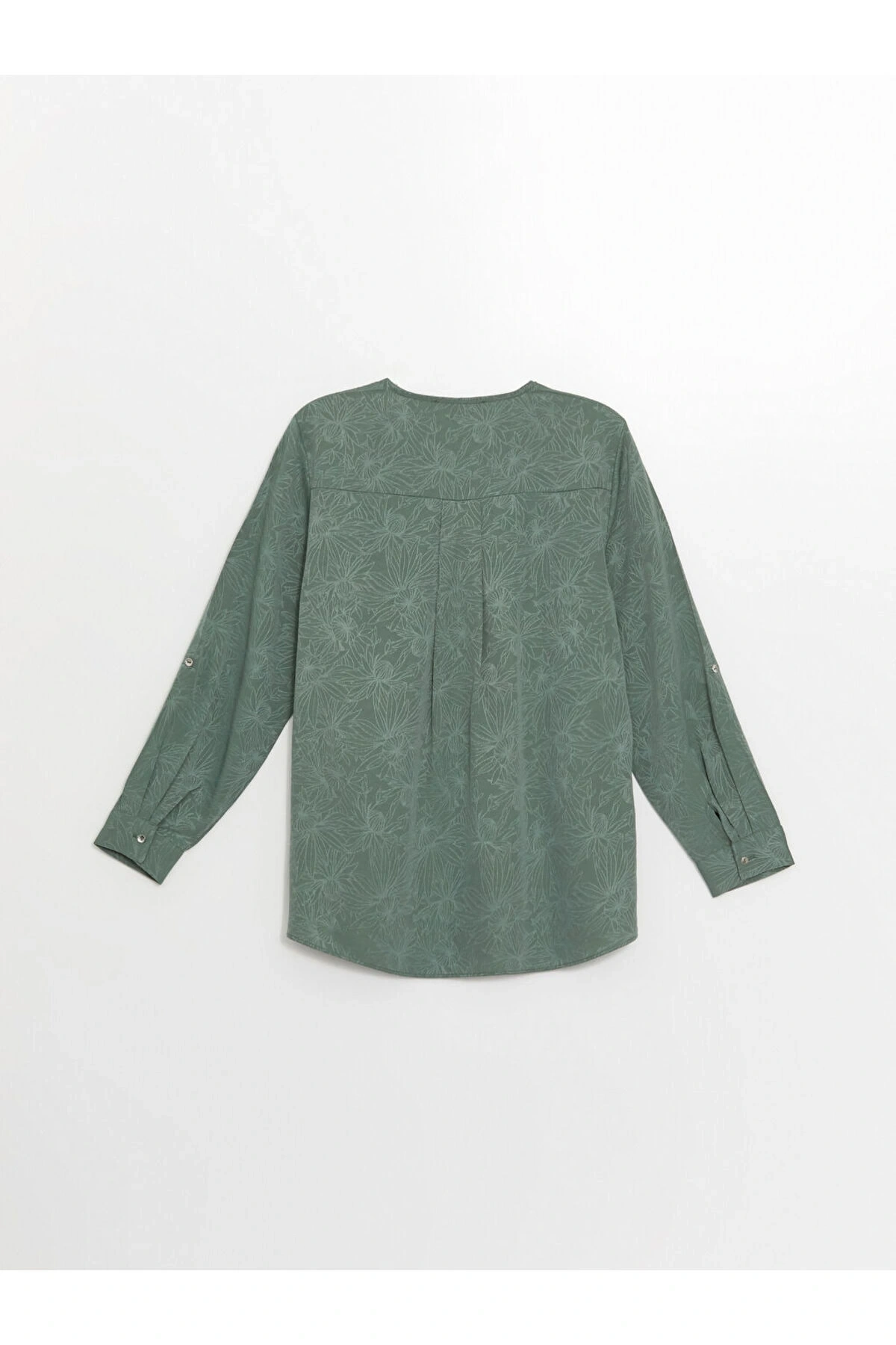 V Yaka Çiçekli Uzun Kollu Kadın Bluz