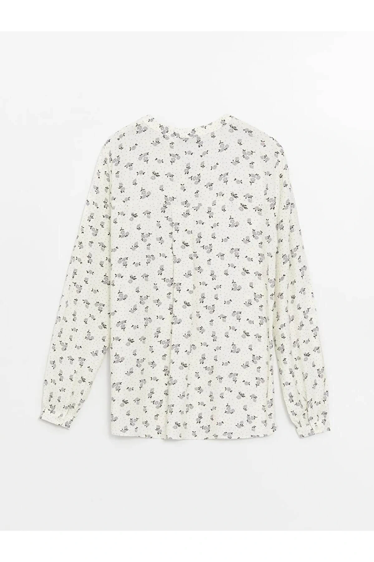 LCW Grace Ekru Kaçık Yaka Desenli Uzun Kollu Kadın Bluz
