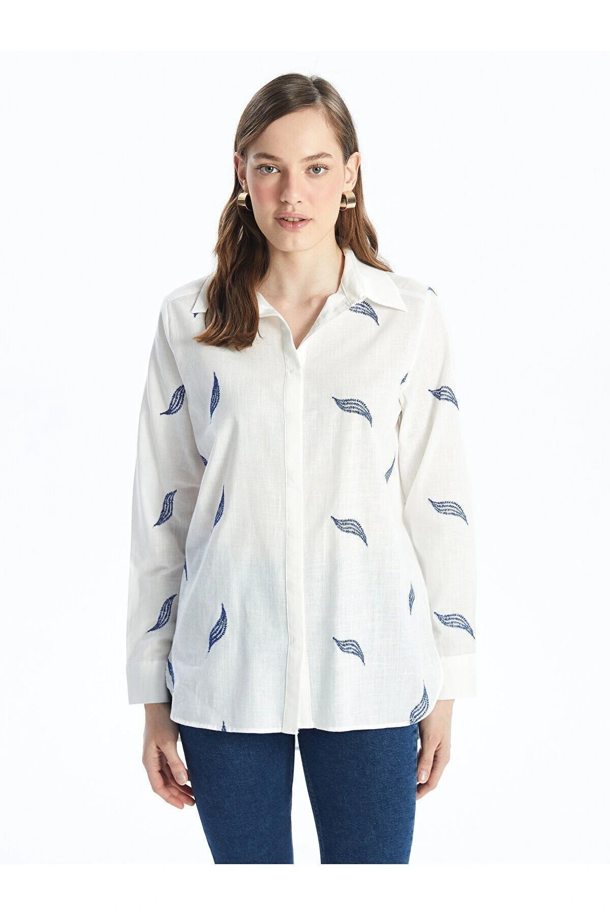 Nakışlı Uzun Kollu Kadın Gömlek