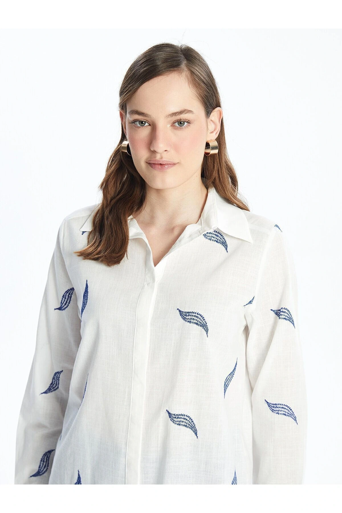 Nakışlı Uzun Kollu Kadın Gömlek