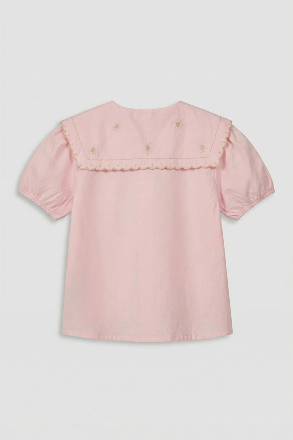 LCW Kids Pembe Nakışlı Kısa Kollu Kız Çocuk Gömlek