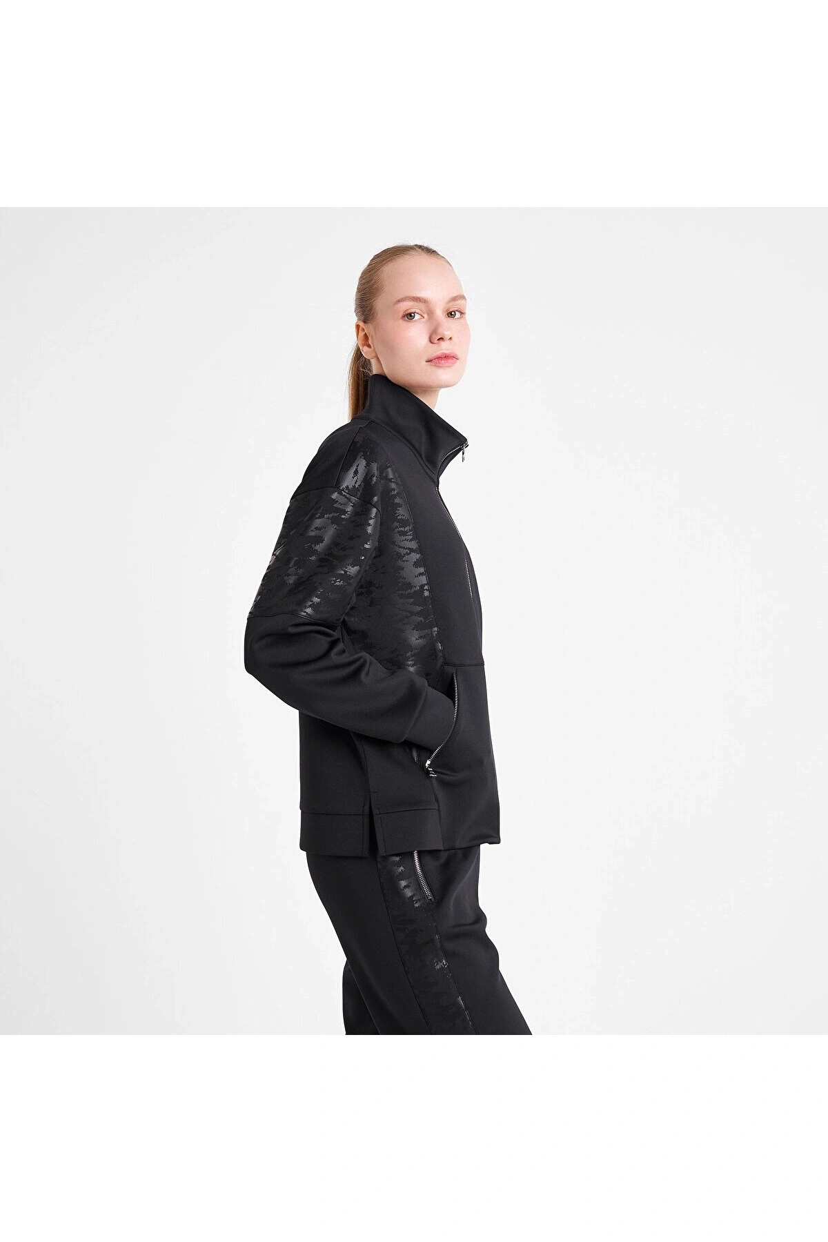 Kadın Fermuarlı Sweatshirt SİYAH