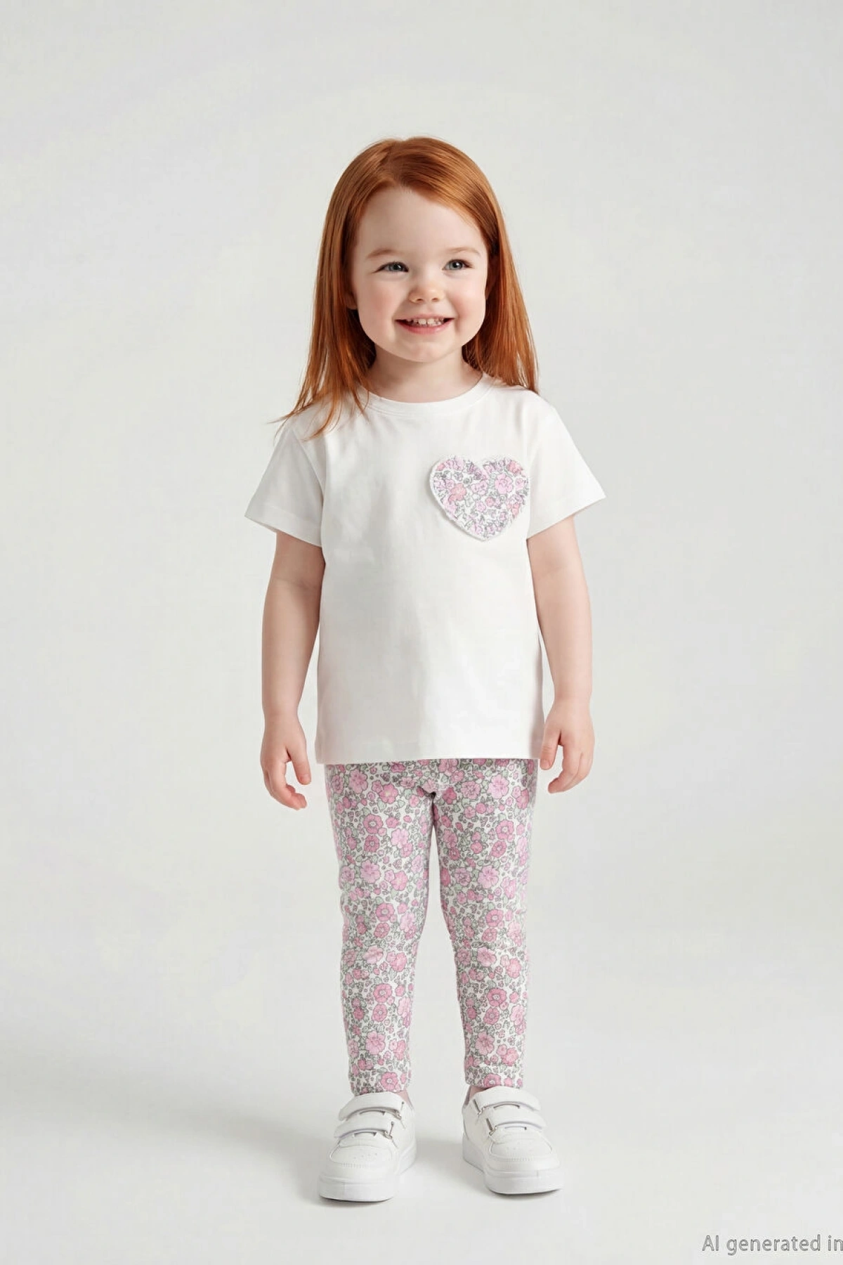 LCW baby Ekru Bisiklet Yaka Kız Bebek Tişört Ve Tayt