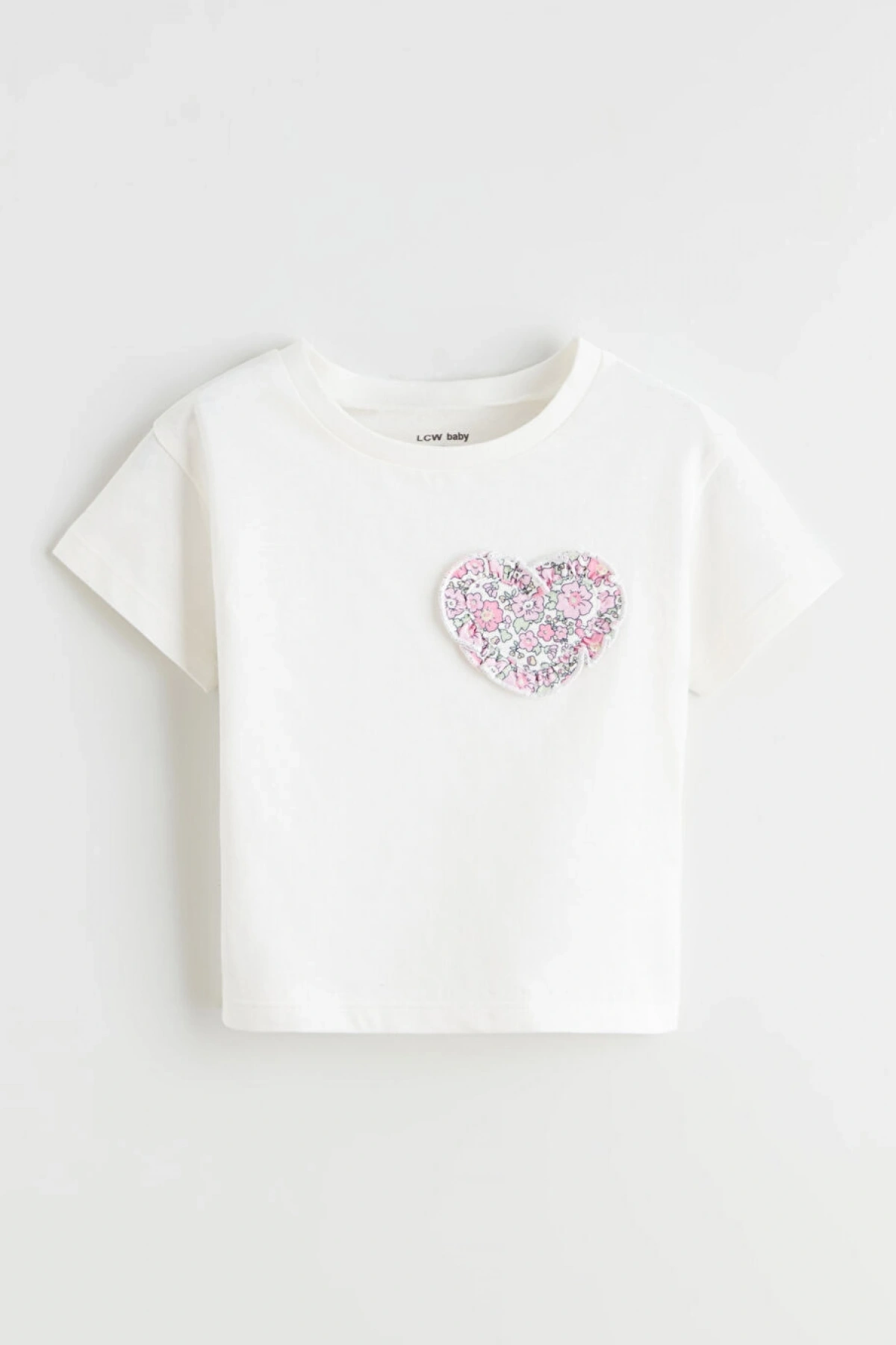 LCW baby Ekru Bisiklet Yaka Kız Bebek Tişört Ve Tayt