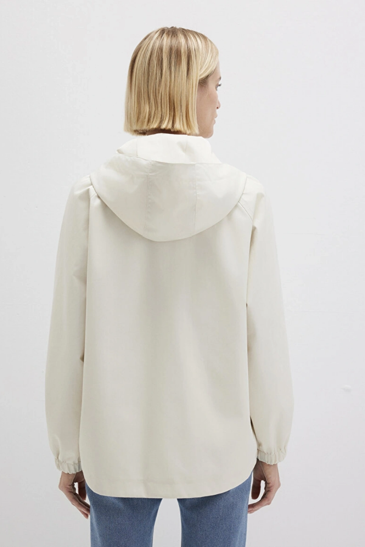 Kapüşonlu Ekru Ceket