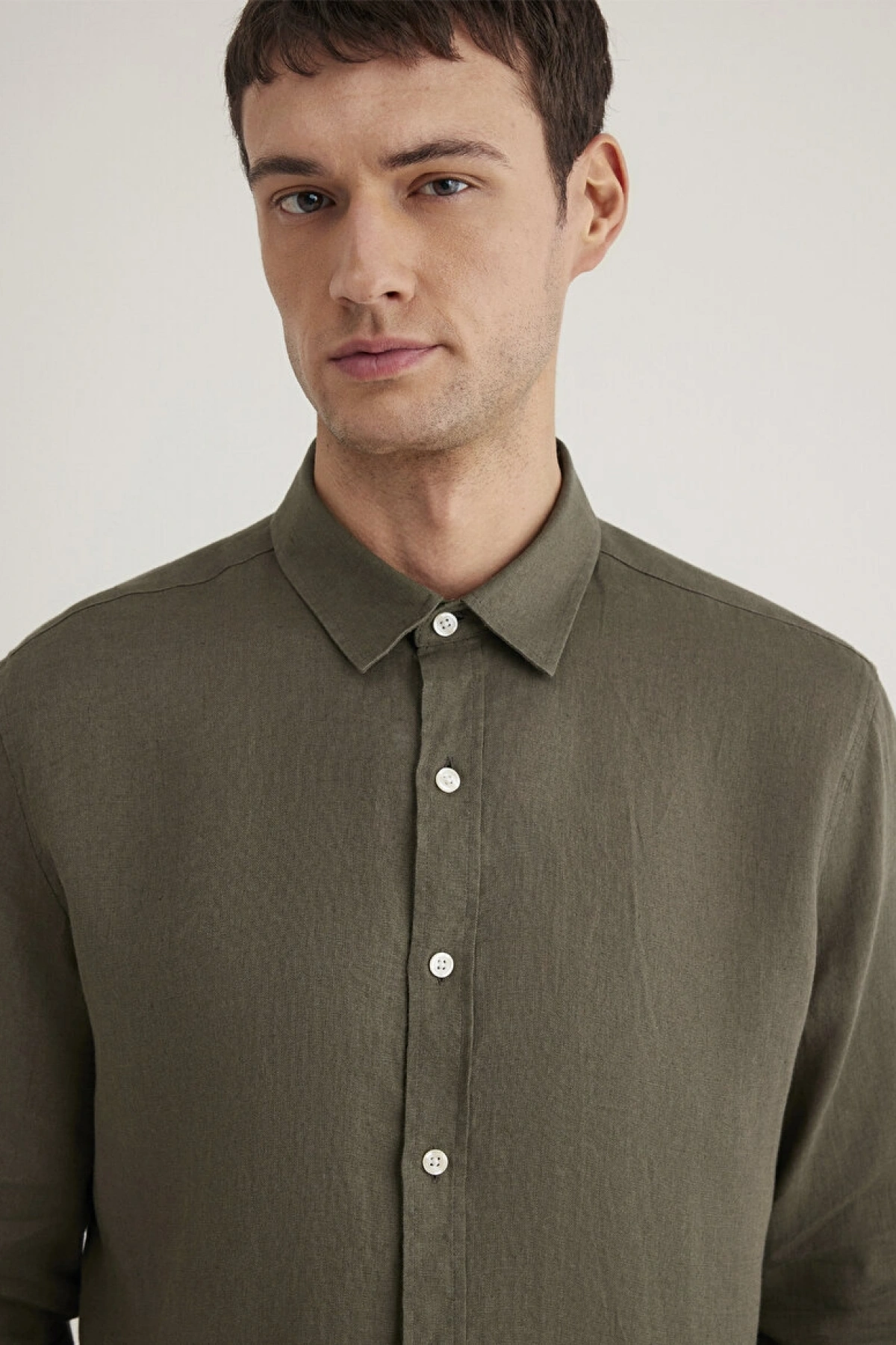 Haki Keten Gömlek