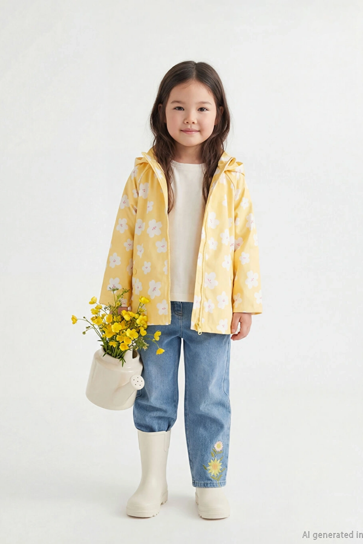 LCW baby Indigo Nakışlı Kız Çocuk Jean Pantolon