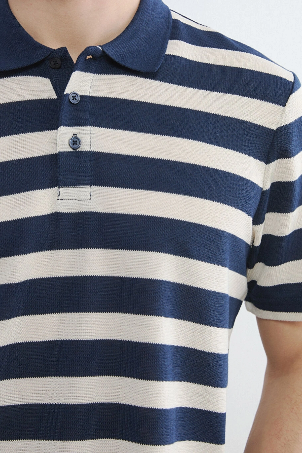 LCWAIKIKI Classic Lacivert Polo Yaka Çizgili Erkek Tişört