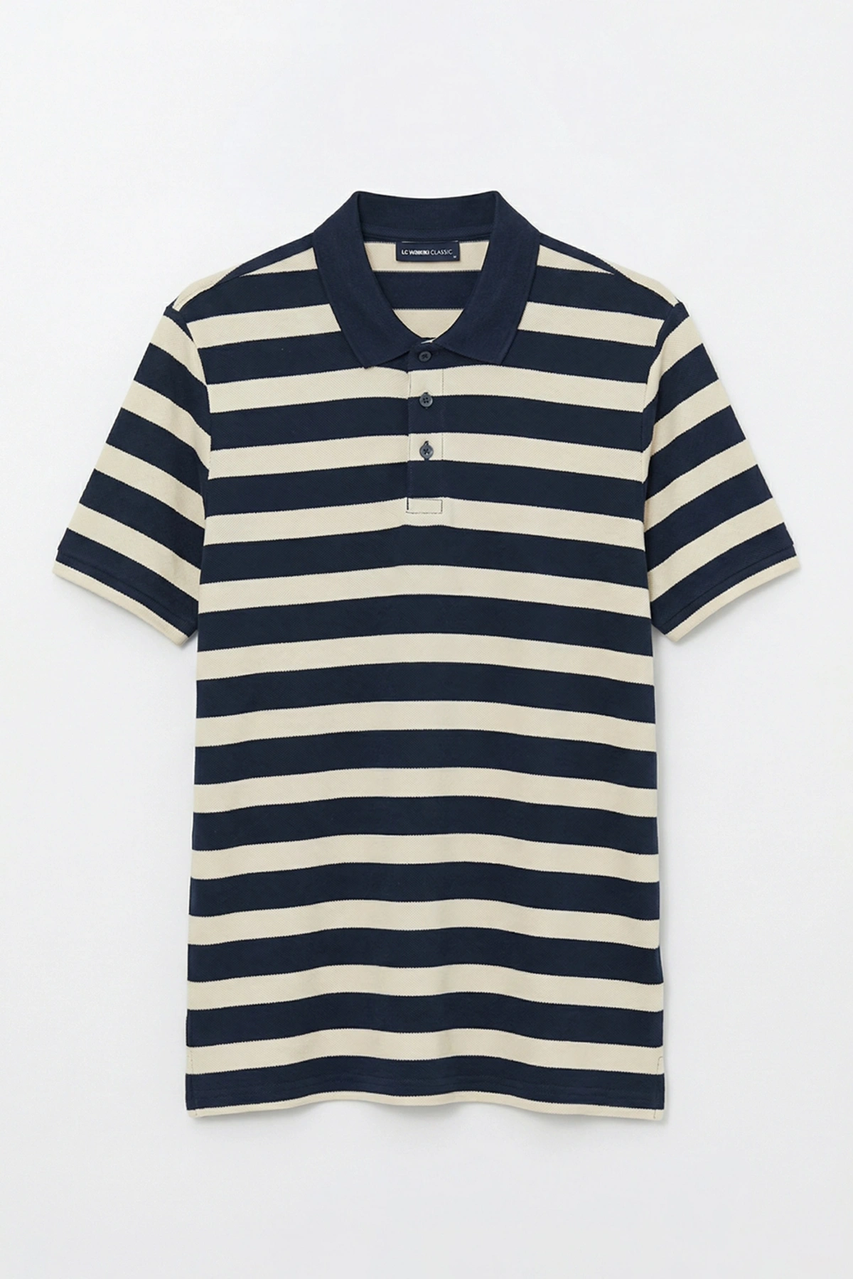 LCWAIKIKI Classic Lacivert Polo Yaka Çizgili Erkek Tişört
