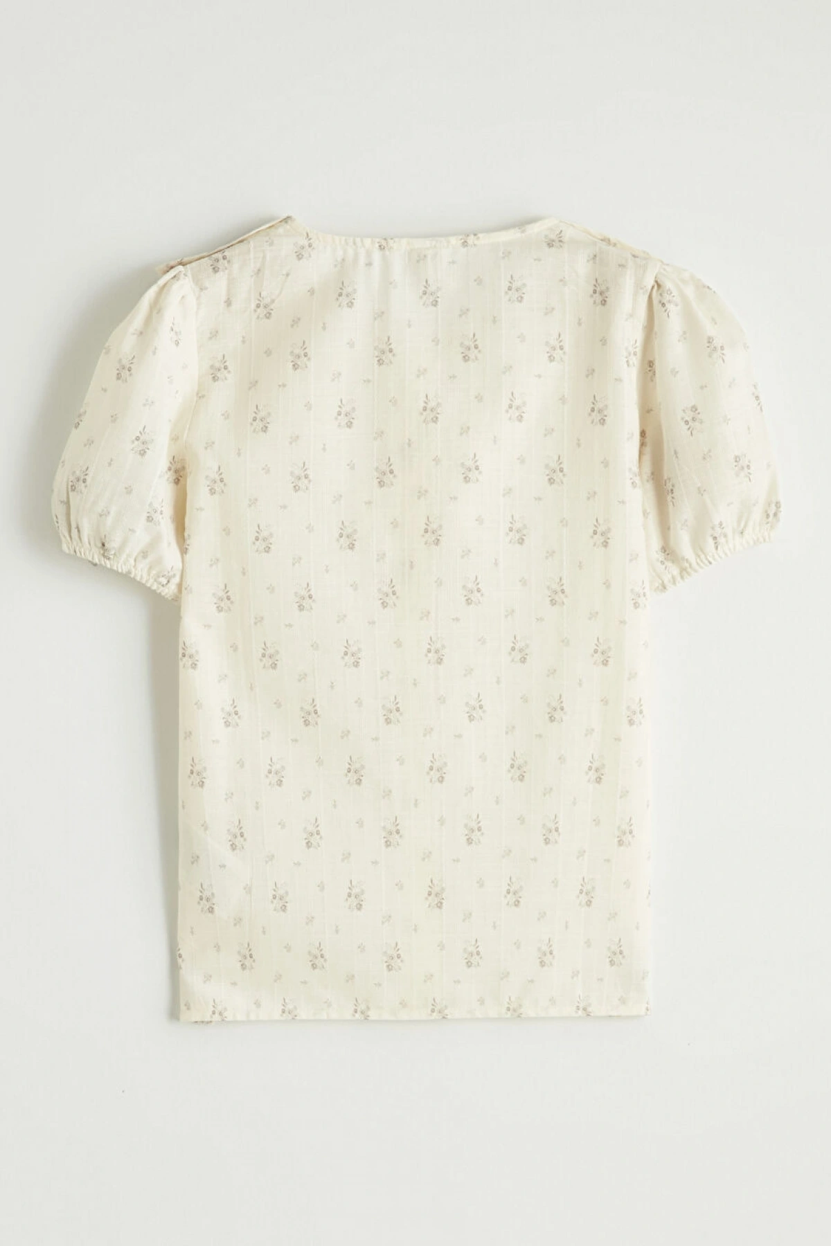 LCW Kids Bej Fırfırlı Yaka Çiçek Baskılı Kız Çocuk Gömlek