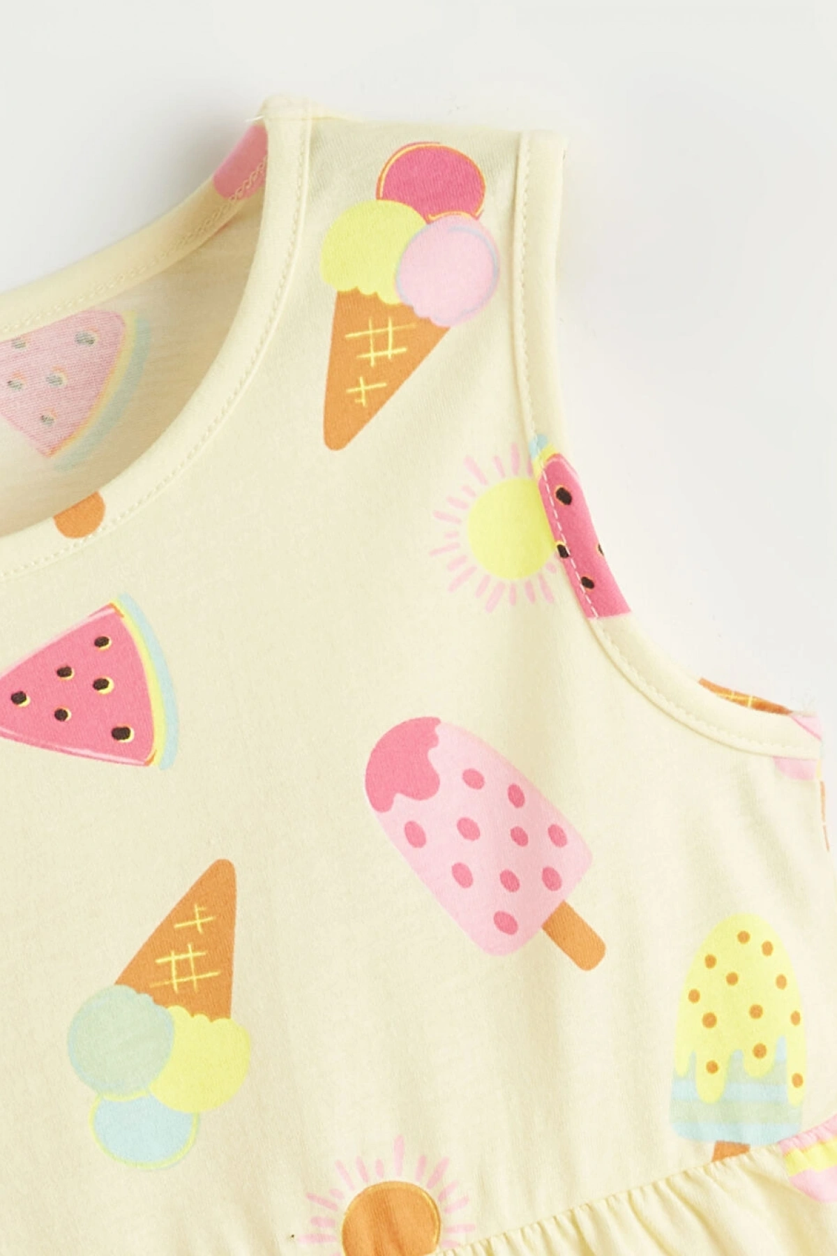 LCW Kids Sarı Desenli Kız Çocuk Elbise