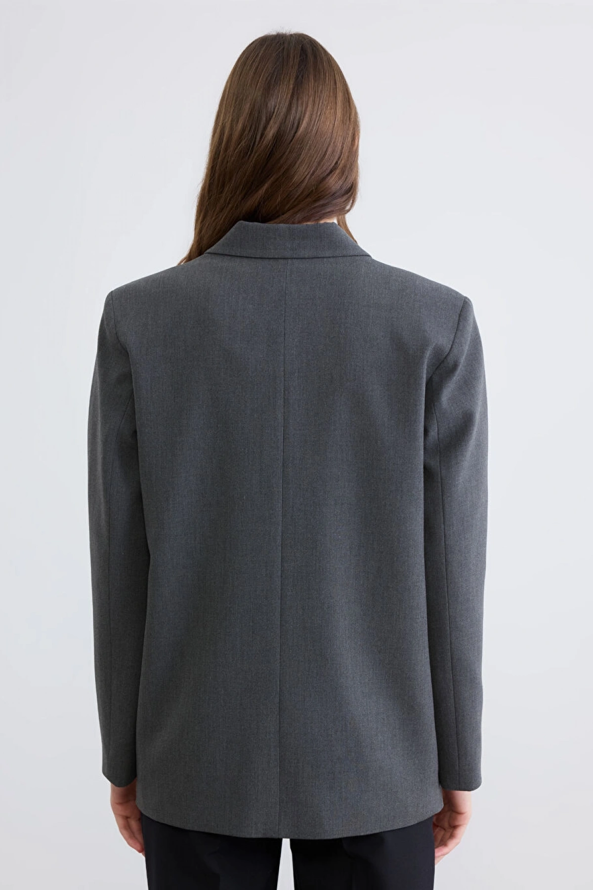 LCWAIKIKI Classic Gri Kruvaze Yaka Kadın Blazer Ceket