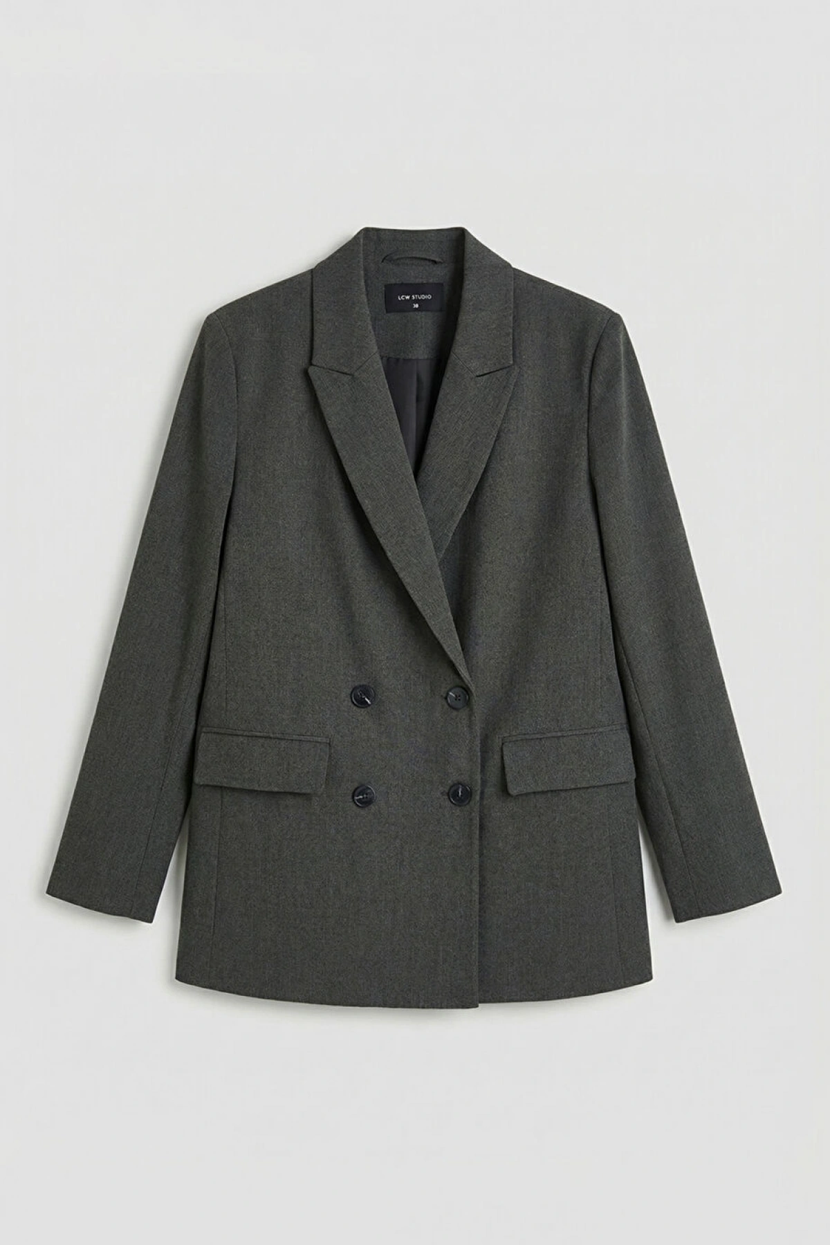 LCWAIKIKI Classic Gri Kruvaze Yaka Kadın Blazer Ceket