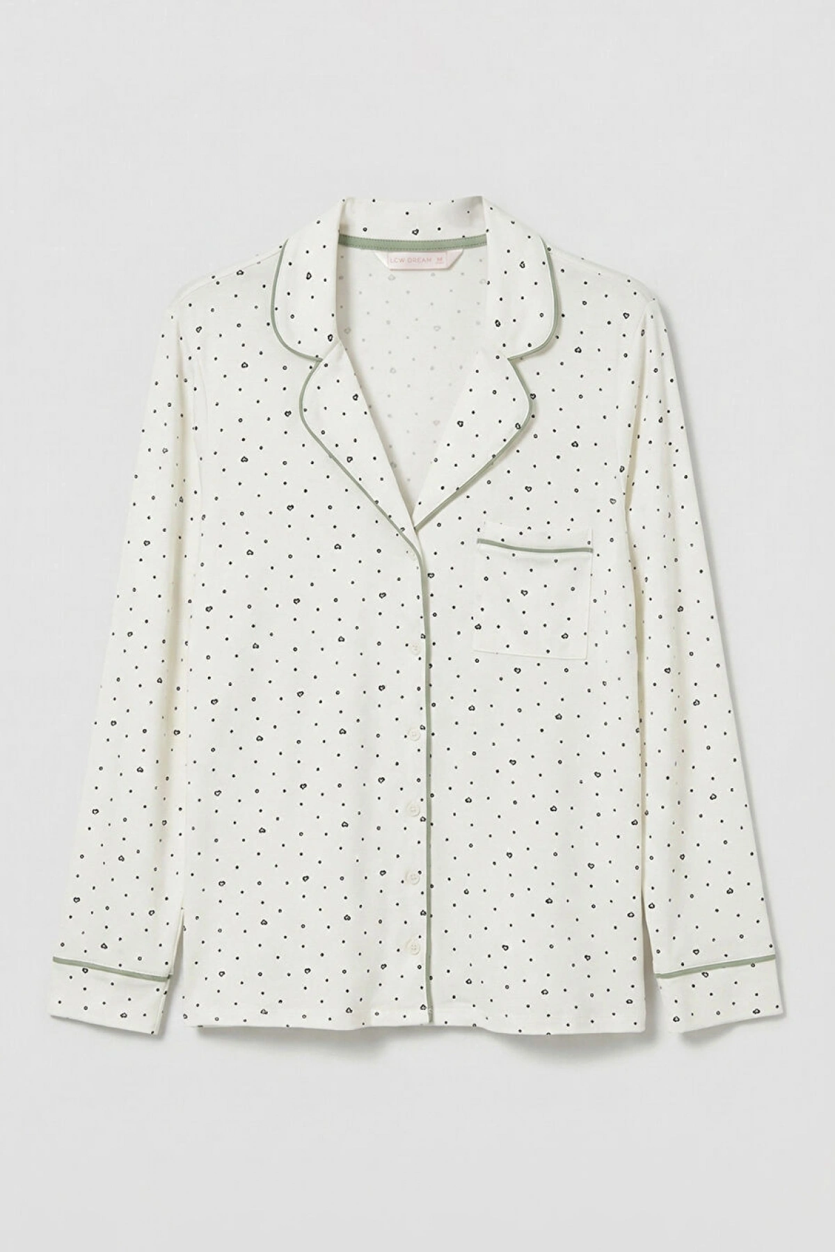 LCW DREAM Ekru Gömlek Yaka Çiçekli Kadın Pijama Takım