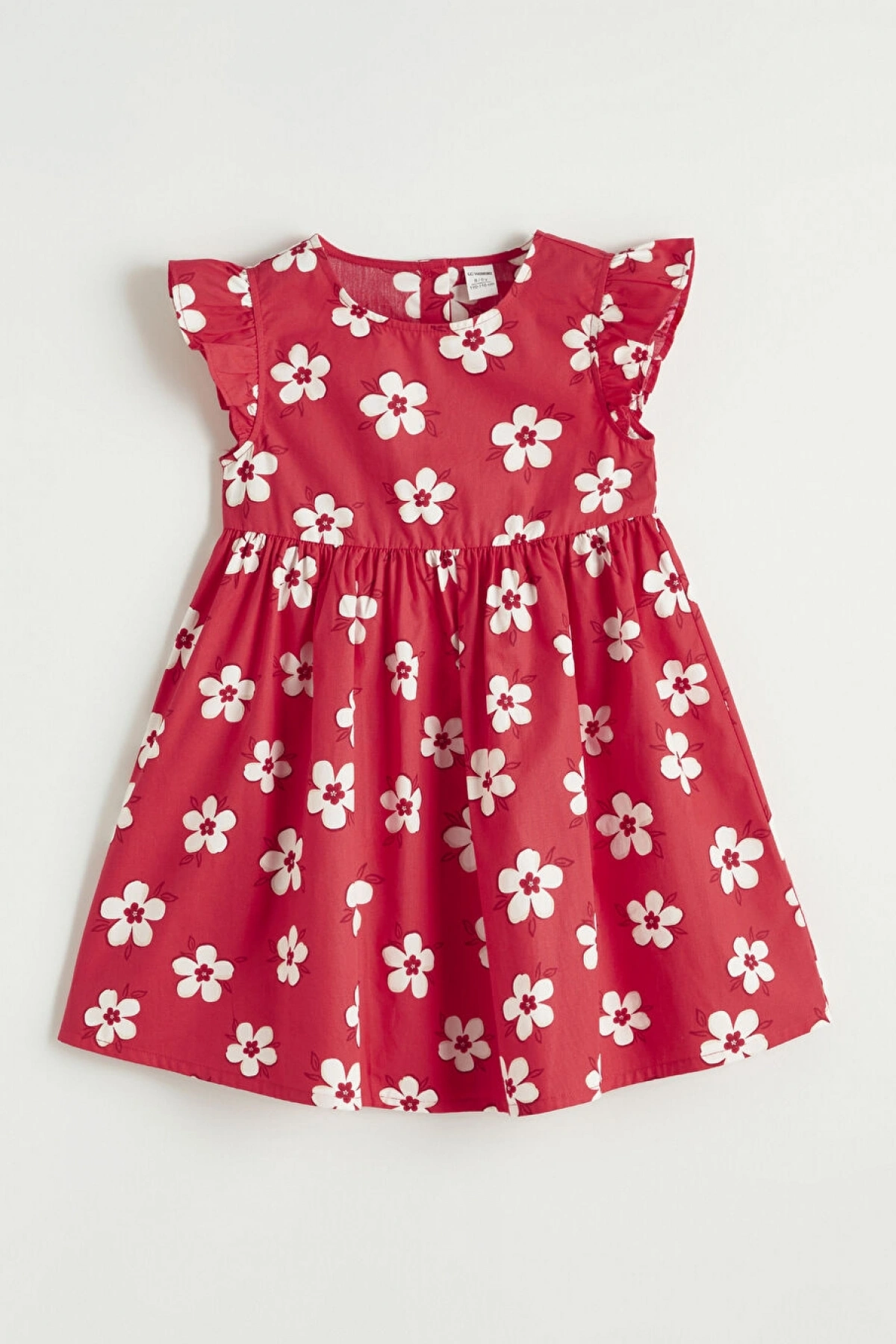 LCW Kids Kırmızı Bisiklet Yaka Çiçekli Kız Çocuk Elbise