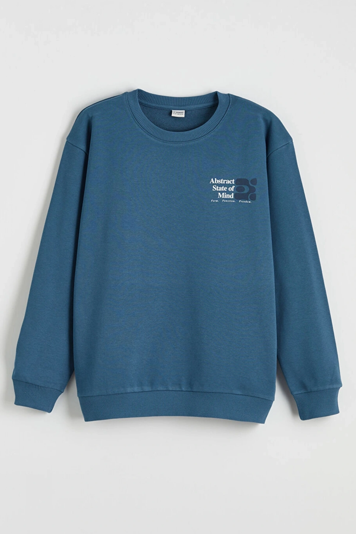 LCW Kids Mavi Erkek Çocuk Bisiklet Yaka Baskılı Sweatshirt