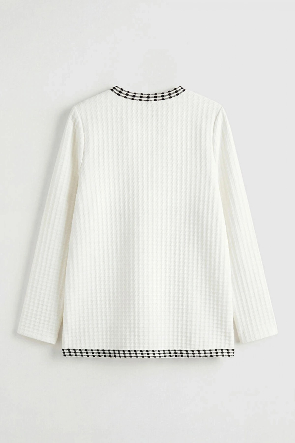 LCW Grace Beyaz Bisiklet Yaka Dokulu Kadın Hırka