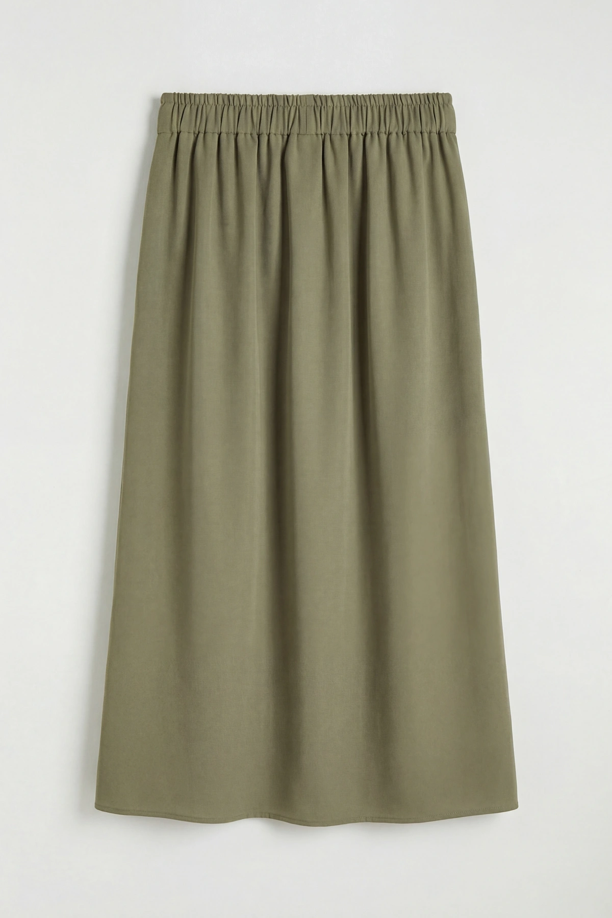 LCW Grace Yeşil Büyük Beden Beli Lastikli Armürlü Etek