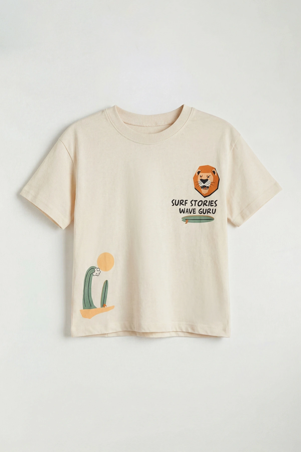 LCW Kids Bej Baskılı Erkek Çocuk Tişört