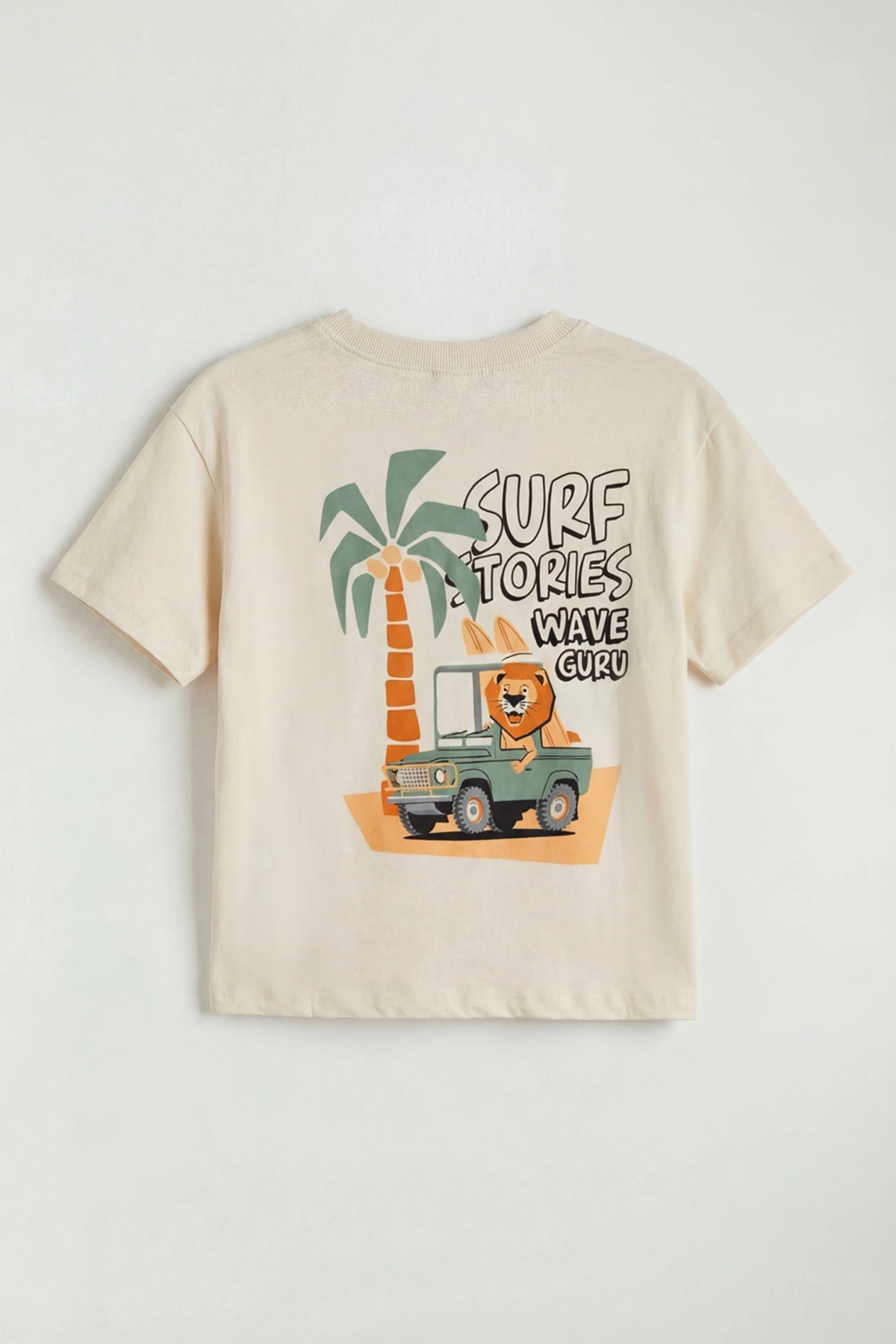 LCW Kids Bej Baskılı Erkek Çocuk Tişört